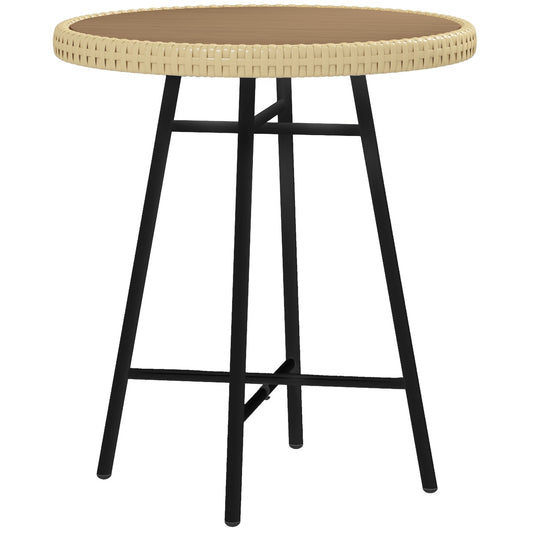 Photo of Outsunny Rattan Border Outdoor Side Table - Natural Wood Finish in Finish colour on a white background