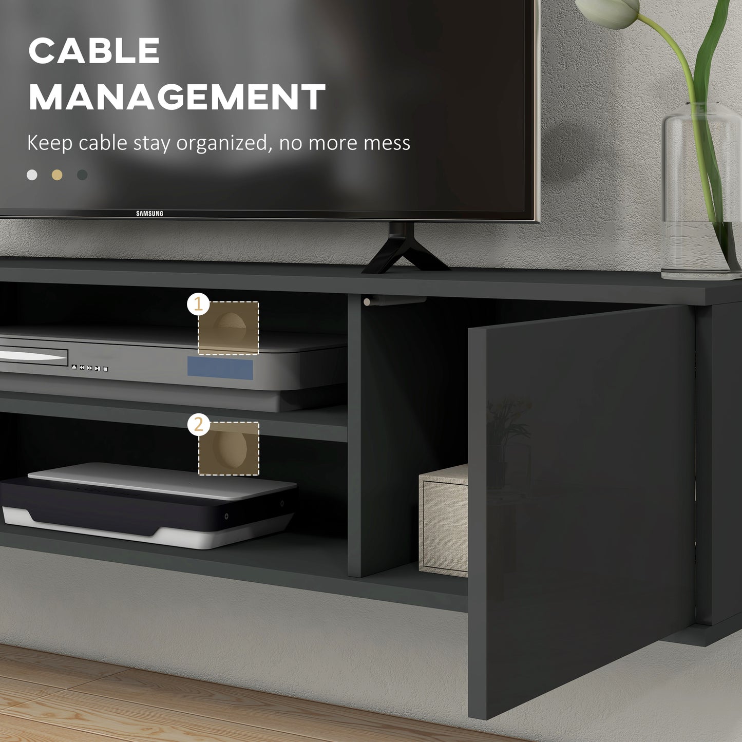 HOMCOM Floating TV Stand Cabinet for TVs up to 60", Wall Mounted TV Unit, Grey