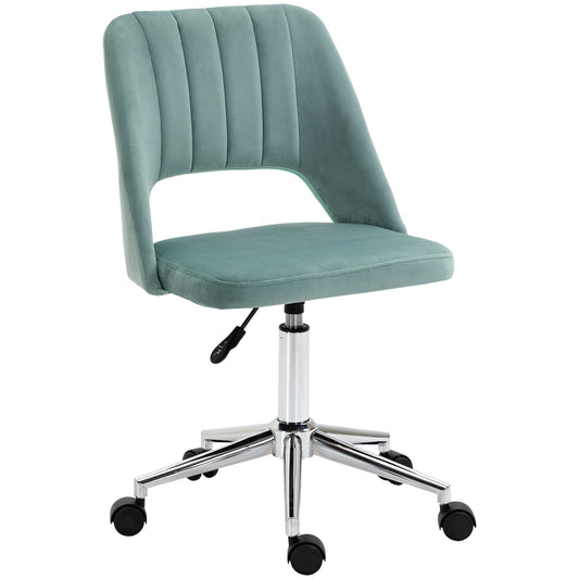 Photo of Vinsetto Mid Back Office Chair Velvet Fabric Swivel Scallop Shape Computer Desk Chair for Home Study Bedroom Green in Green colour on a white background