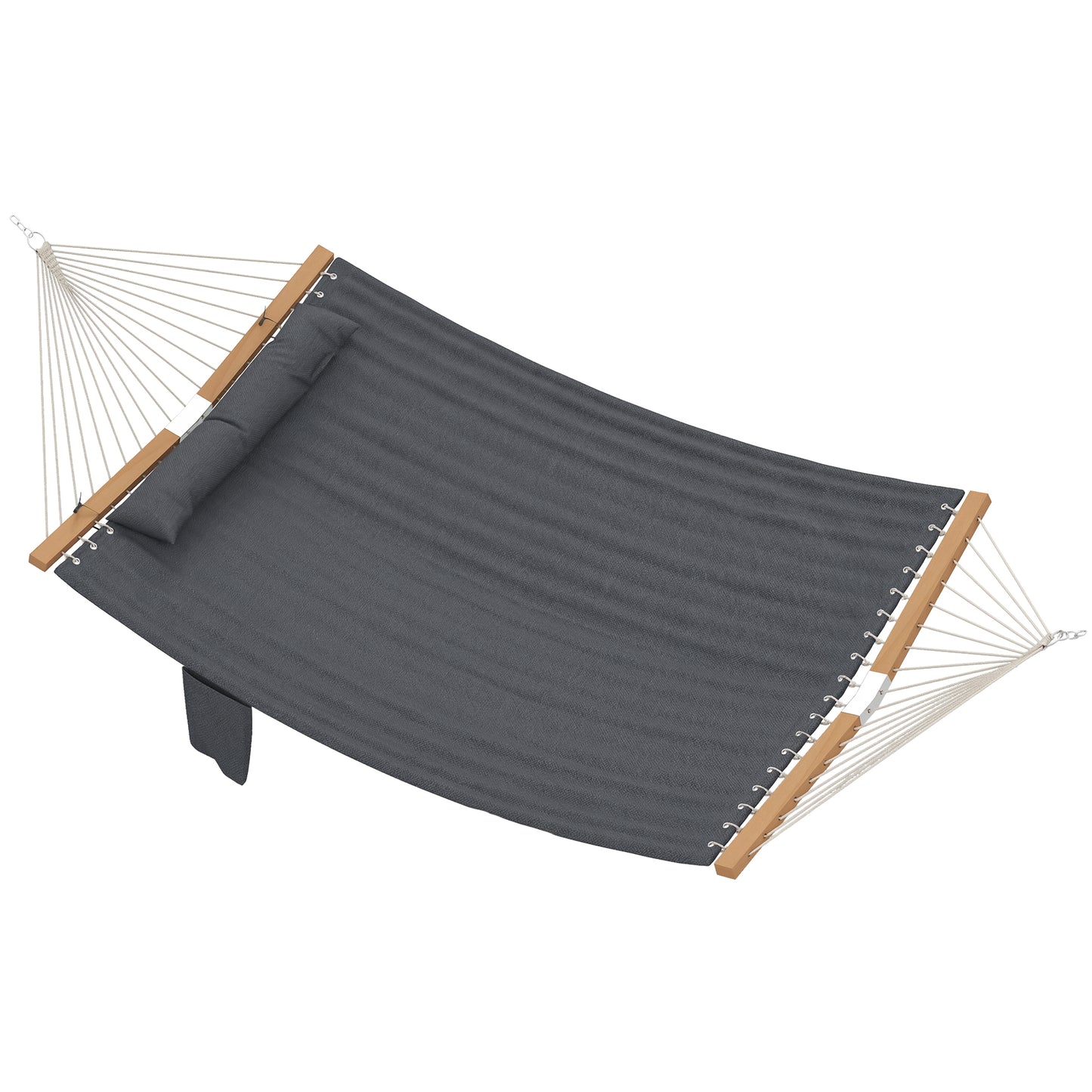 Photo of Outsunny Double Hammock 2 Person Swing Bed with Spreader Bars, Pillows, Pad, 200 x 140cm, Grey in Grey colour on a white background