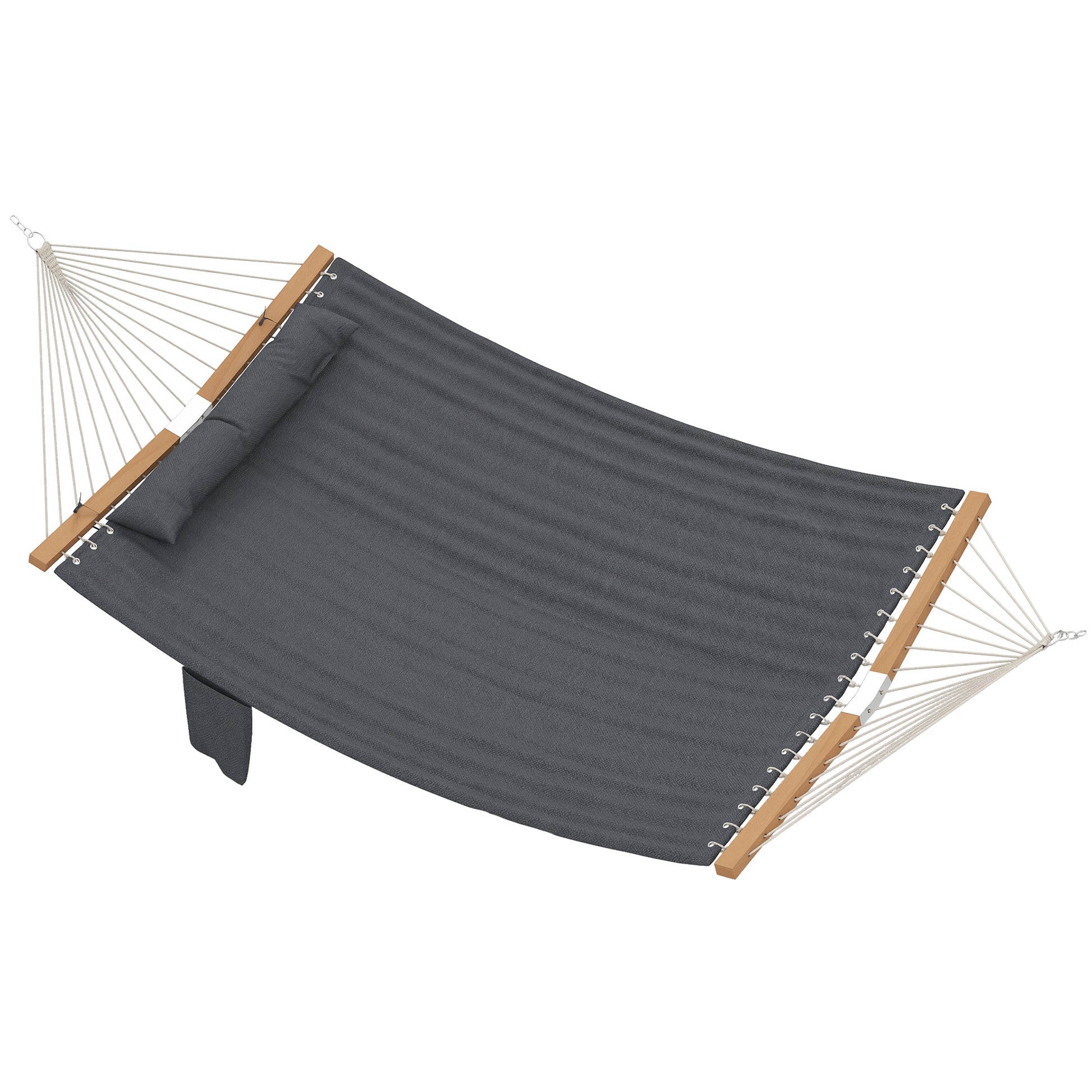Photo of Outsunny Double Hammock 2 Person Swing Bed with Spreader Bars, Pillows, Pad, 200 x 140cm, Grey in Grey colour on a white background