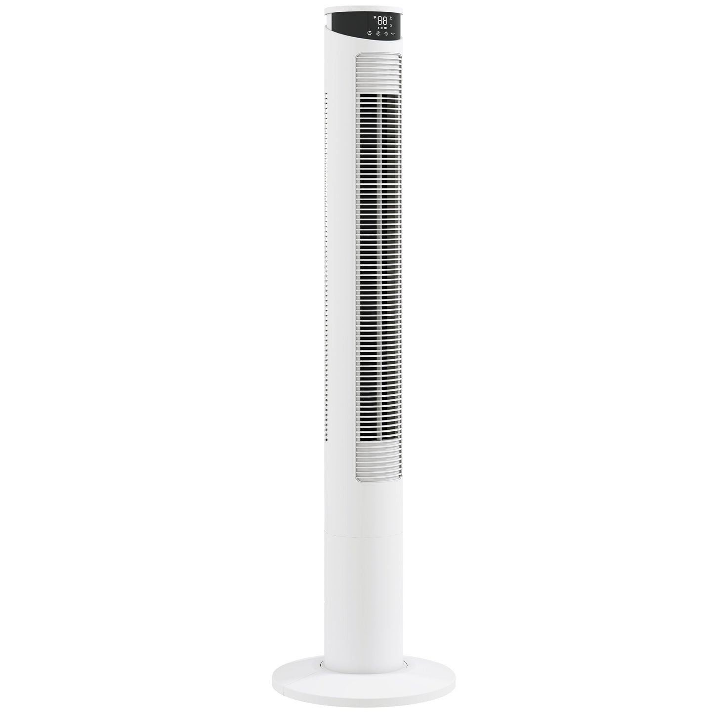 Photo of HOMCOM Tower Fan with WiFi Control Standing Floor Fan with Remote Control 116 cm White in White colour on a white background