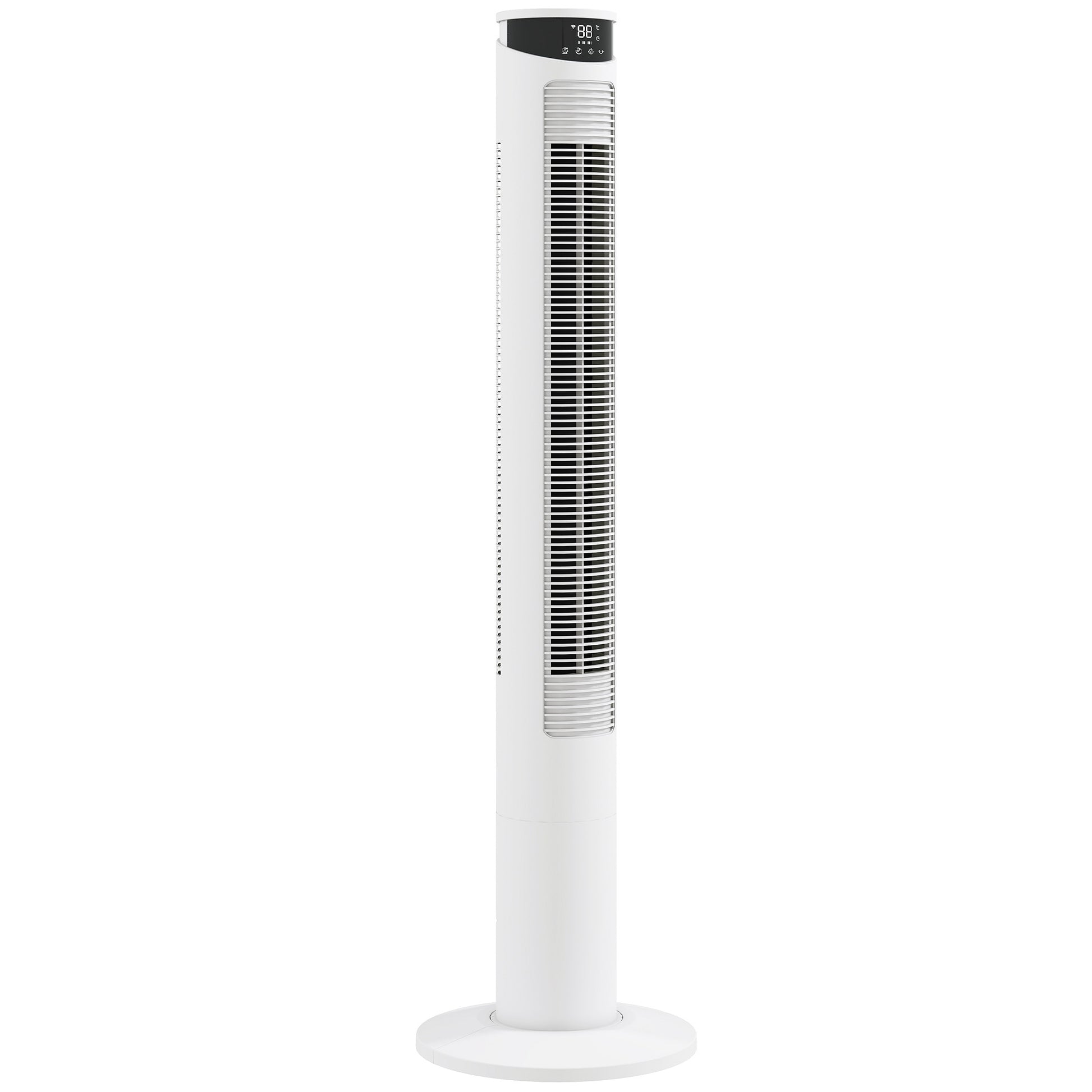 Photo of HOMCOM Tower Fan with WiFi Control Standing Floor Fan with Remote Control 116 cm White in White colour on a white background