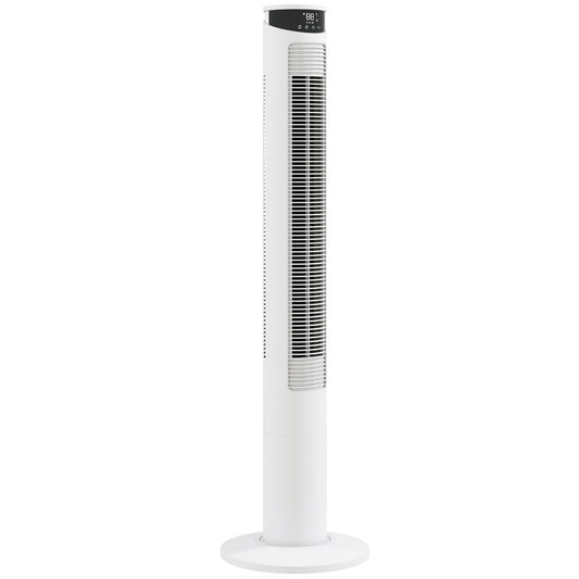 Photo of HOMCOM Tower Fan with WiFi Control Standing Floor Fan with Remote Control 116 cm White in White colour on a white background
