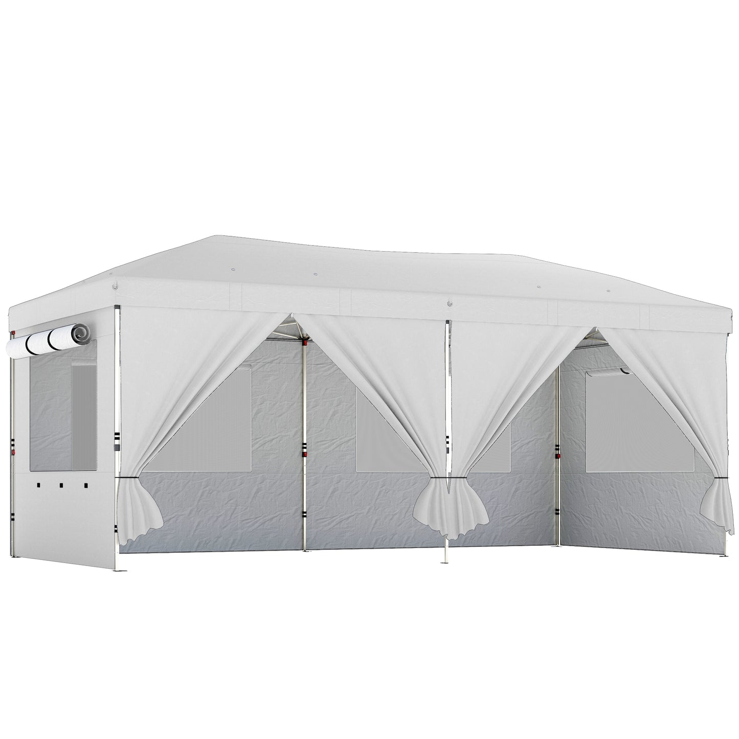Photo of Outsunny 3 x 6 m Pop Up Canopy with UV50+ Protection Garden Gazebo with 6 Sidewalls, White in White colour on a white background