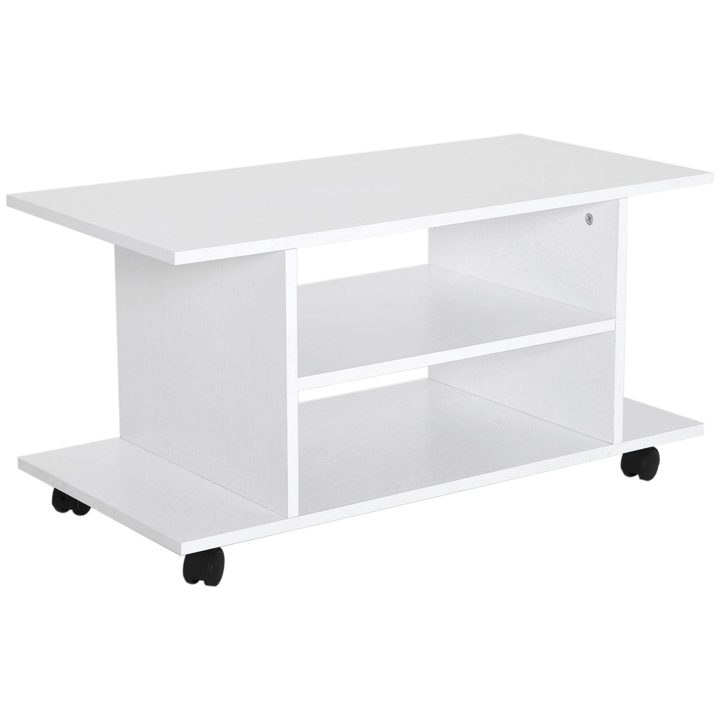 Photo of HOMCOM Modern TV Cabinet Stand Storage Shelves Table Mobile Bedroom Furniture Bookshelf Bookcase White in White colour on a white background