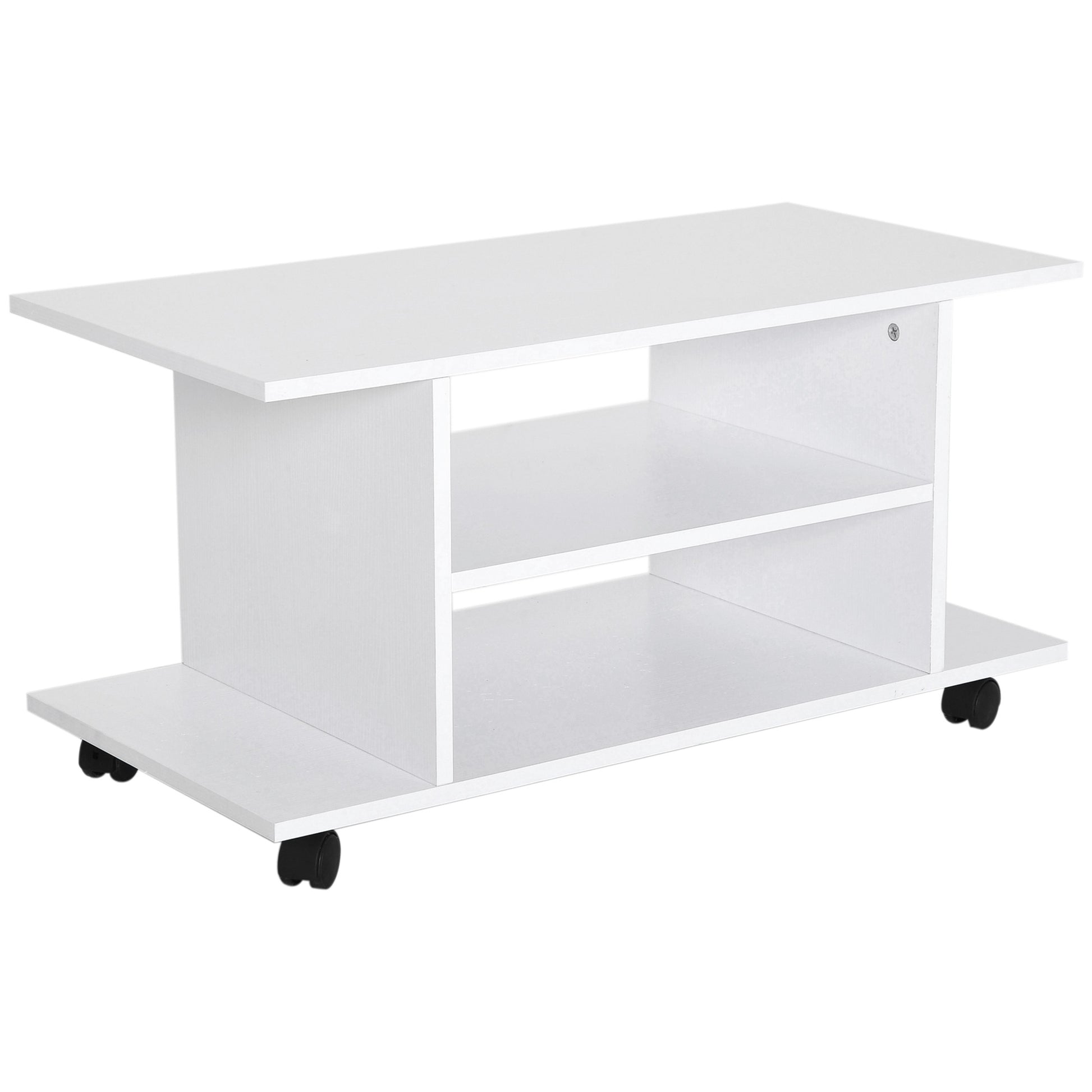 Photo of HOMCOM Modern TV Cabinet Stand Storage Shelves Table Mobile Bedroom Furniture Bookshelf Bookcase White in White colour on a white background
