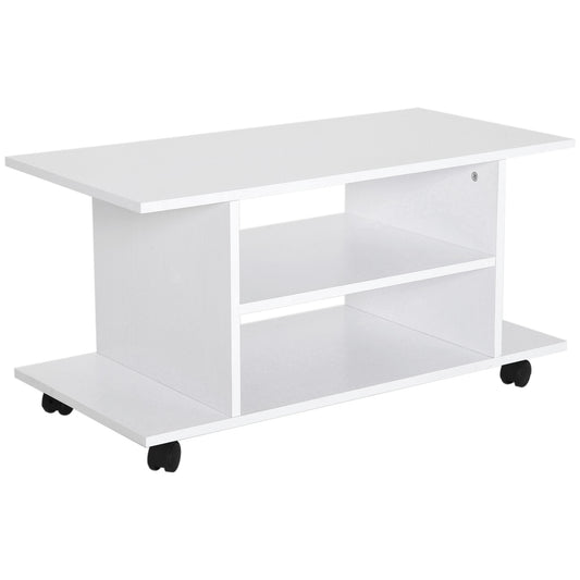 Photo of HOMCOM Modern TV Cabinet Stand Storage Shelves Table Mobile Bedroom Furniture Bookshelf Bookcase White in White colour on a white background