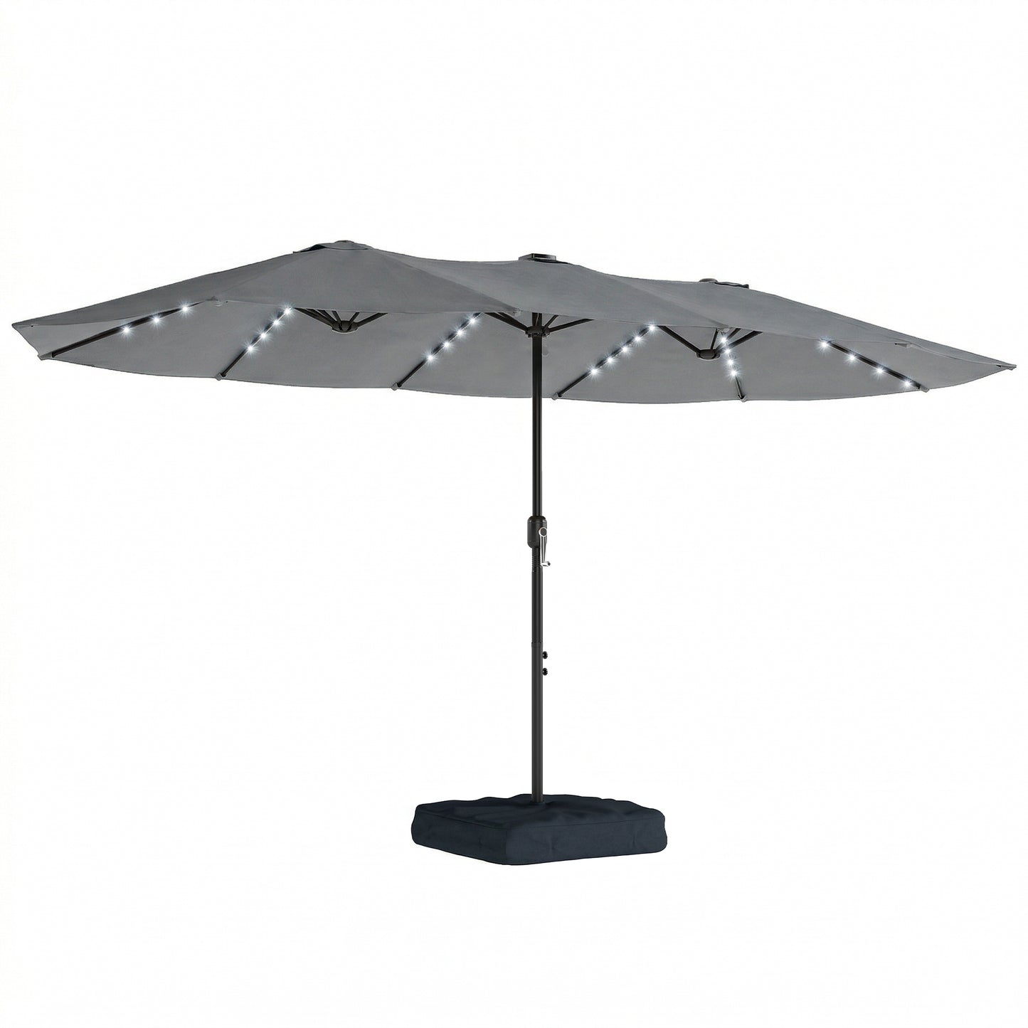 Photo of Outsunny Patio Umbrella Double-Sided Outdoor Umbrella with Solar Lights Base, Grey in Grey colour on a white background