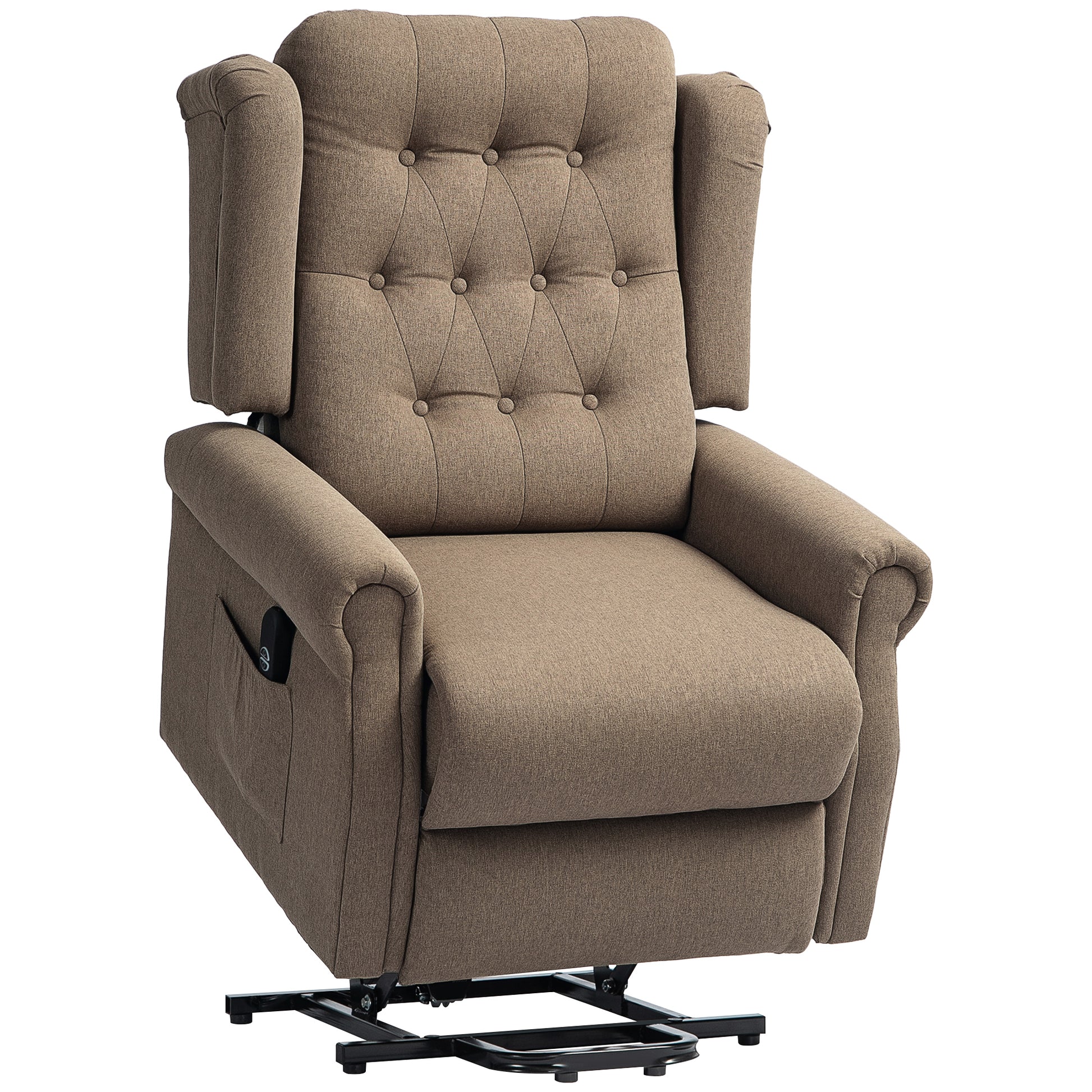 Photo of HOMCOM 45° Lifting Riser and Recliner Armchair  - Dark Brown in Brown colour on a white background