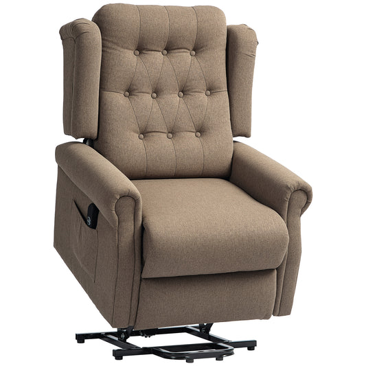 Photo of HOMCOM 45° Lifting Riser and Recliner Armchair  - Dark Brown in Brown colour on a white background