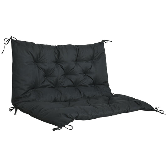 Photo of Outsunny 2 Seater Bench Pad, Garden Chair Cushion with Back and Ties for Indoor and Outdoor Use, 98 x 100 cm, Black in Black colour on a white background