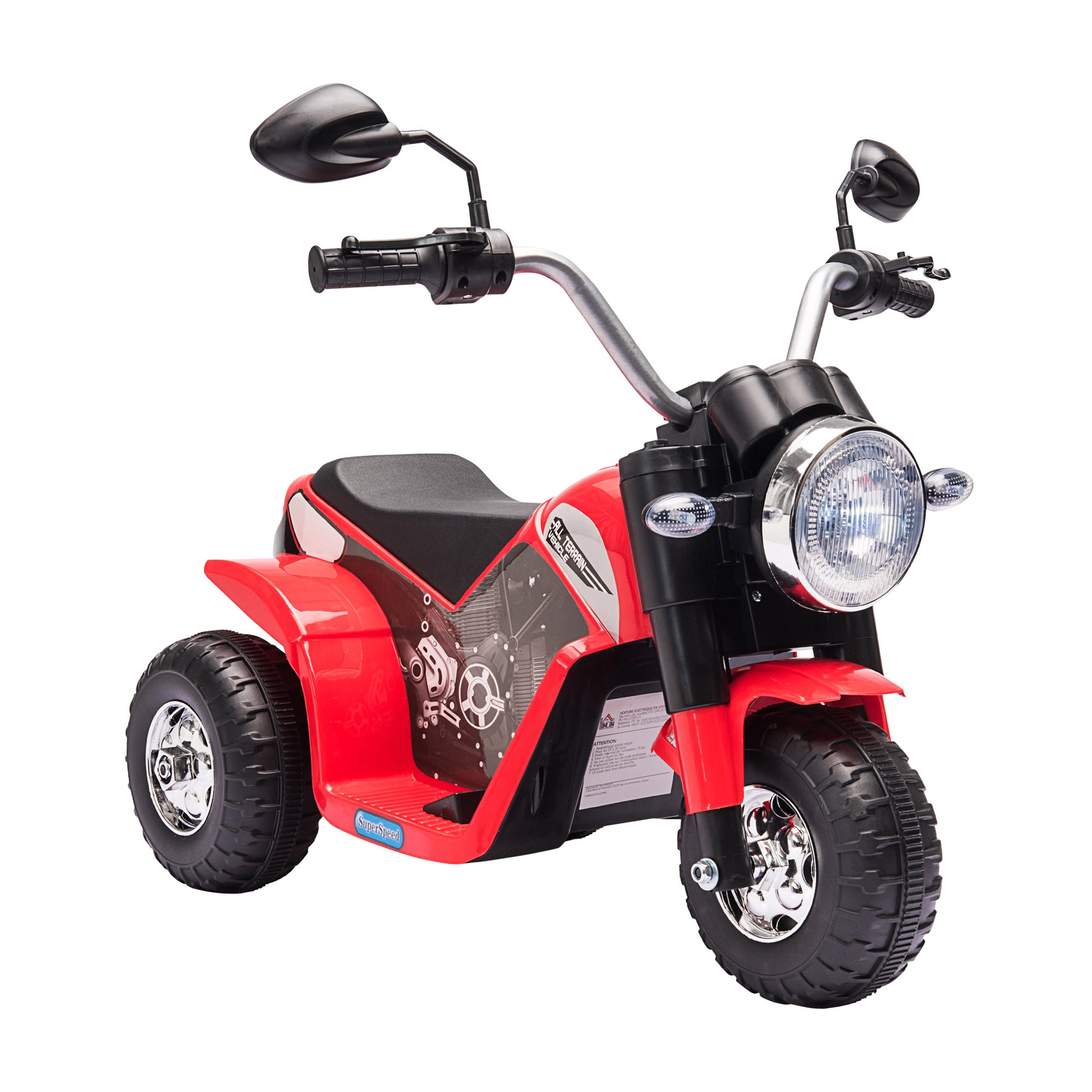 Photo of HOMCOM 6V Kids Electric Motorbike 3 Wheels Ride On Toy with Horn Headlights Realistic Sounds for Girl Boy 18 - 36 Months Red in Red colour on a white background