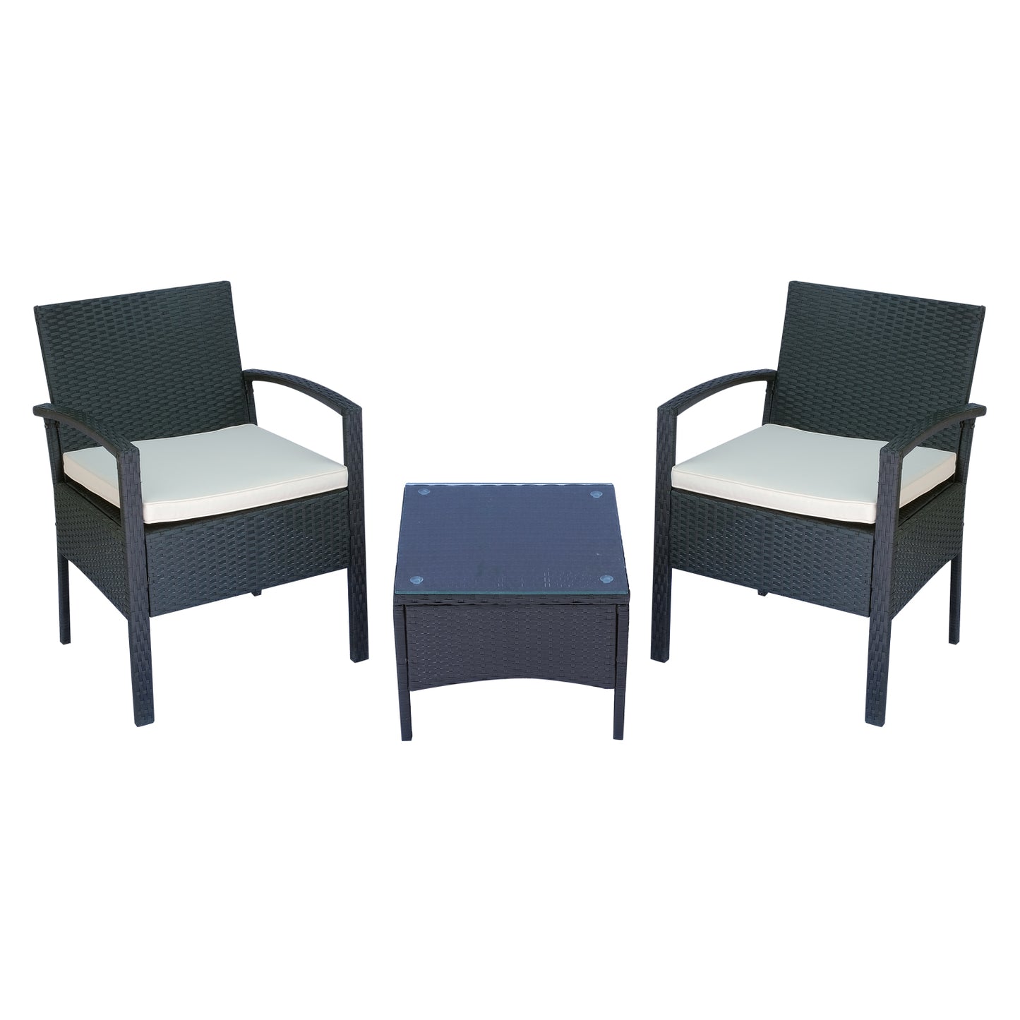 Photo of Outsunny 2 Seater Rattan Bistro Set, Steel-Black in Steel-Black colour on a white background