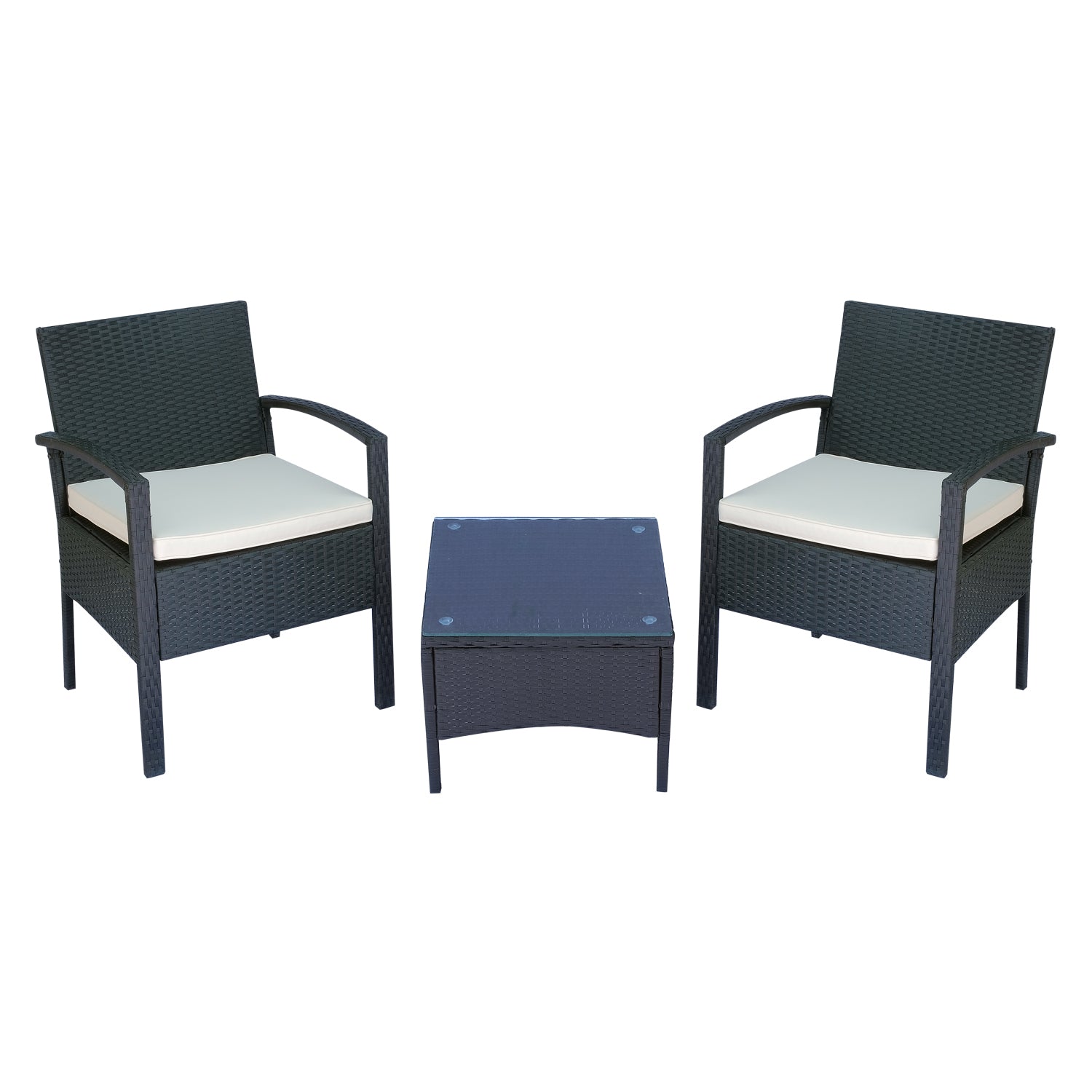 Photo of Outsunny 2 Seater Rattan Bistro Set, Steel-Black in Steel-Black colour on a white background