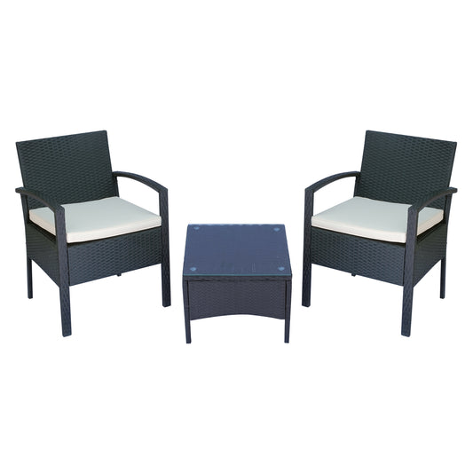 Photo of Outsunny 2 Seater Rattan Bistro Set, Steel-Black in Steel-Black colour on a white background