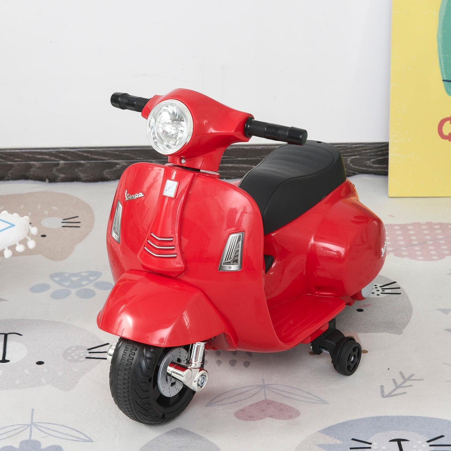 HOMCOM Vespa Licensed 6V Kids Electric Motorbike Ride On Motorcycle  Battery Powered for 18-36 Months with Horn Light Red