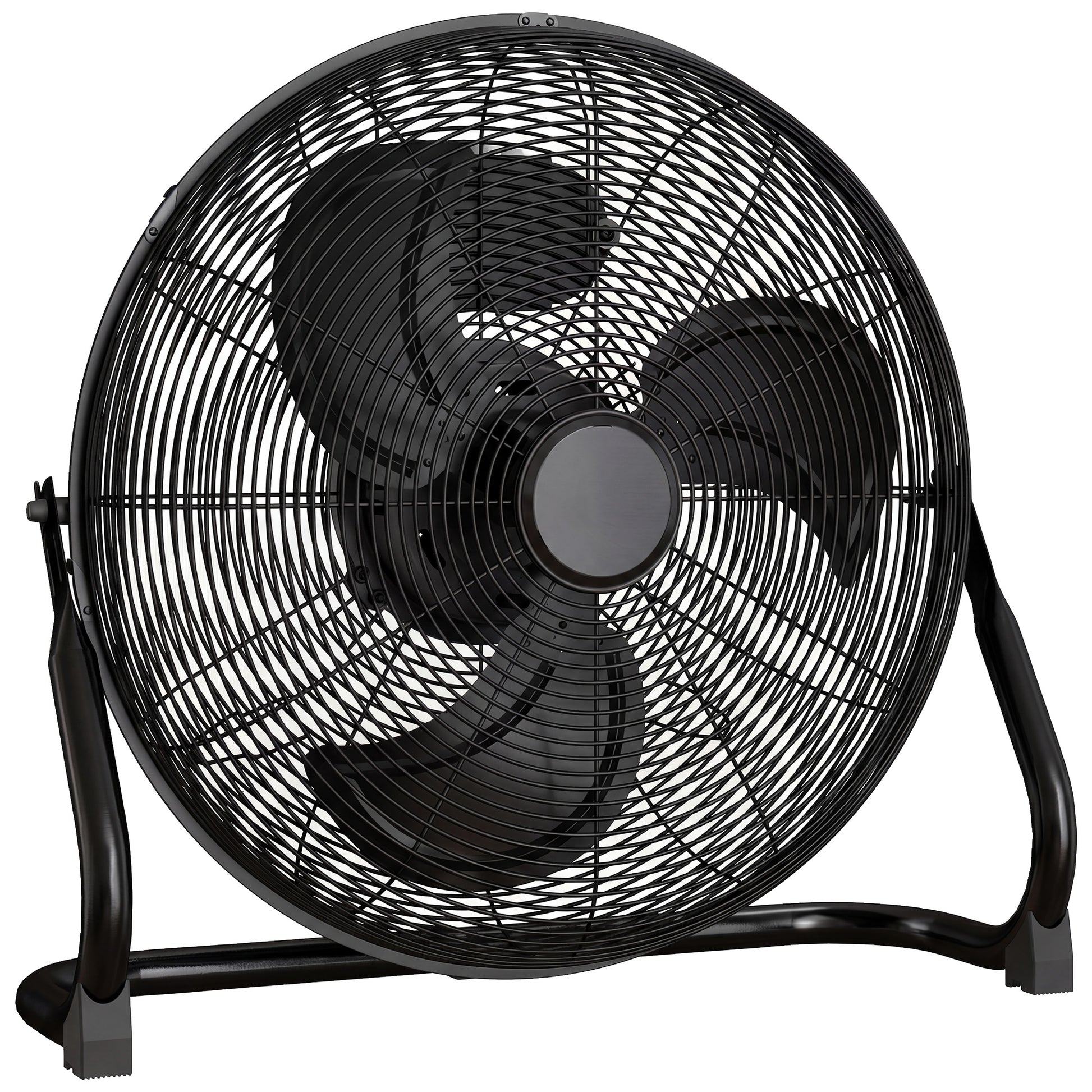 Photo of HOMCOM Metal Floor Fan with Tilting, High Velocity, 3 Speed, Portable Gym Fan for Home Office, Black in Black colour on a white background