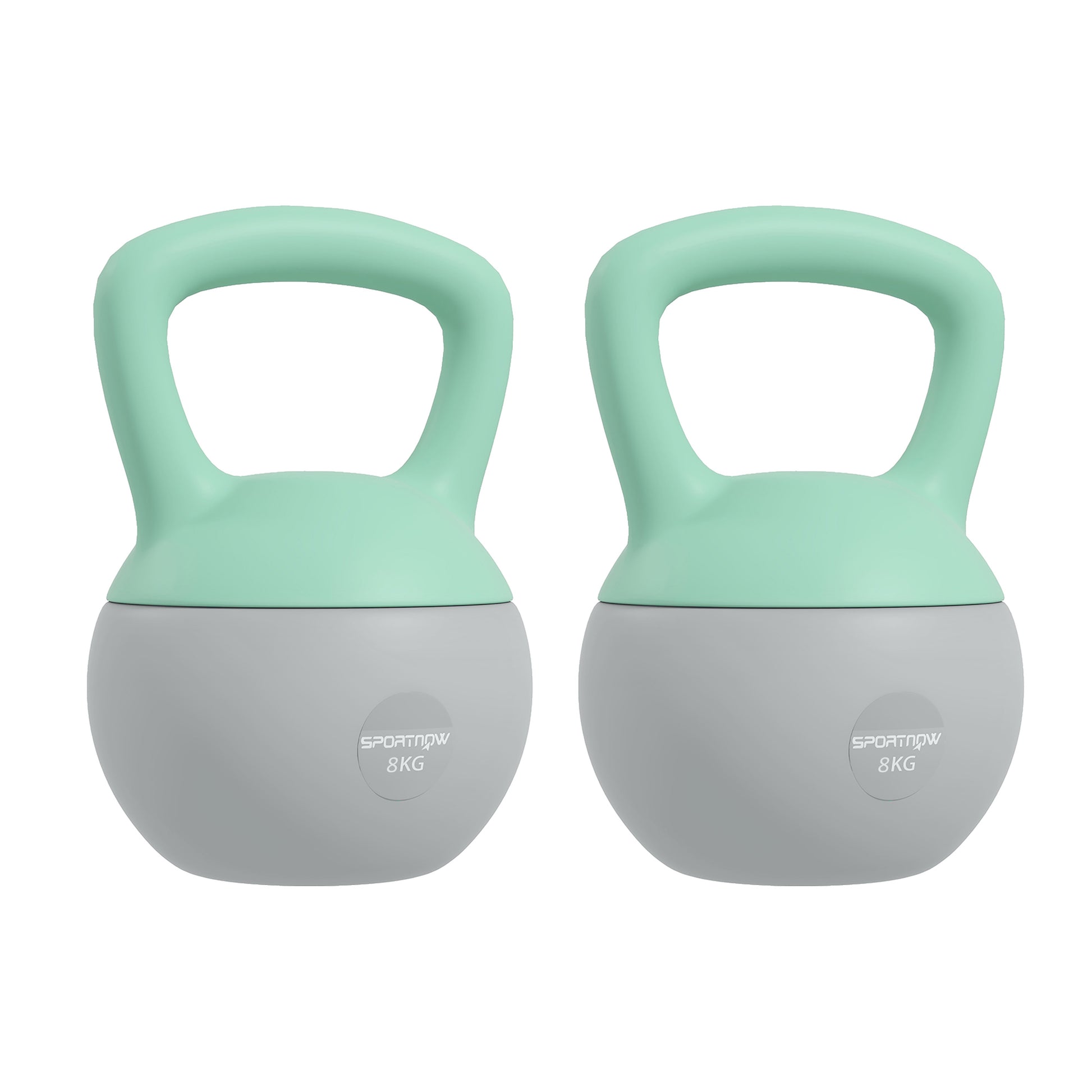 Photo of SPORTNOW 2 x 8kg Soft Kettlebell, Kettle Bell with Non-Slip Handle, for Home Gym, Strength Training, Cardio - Grey and Green in Green colour on a white background