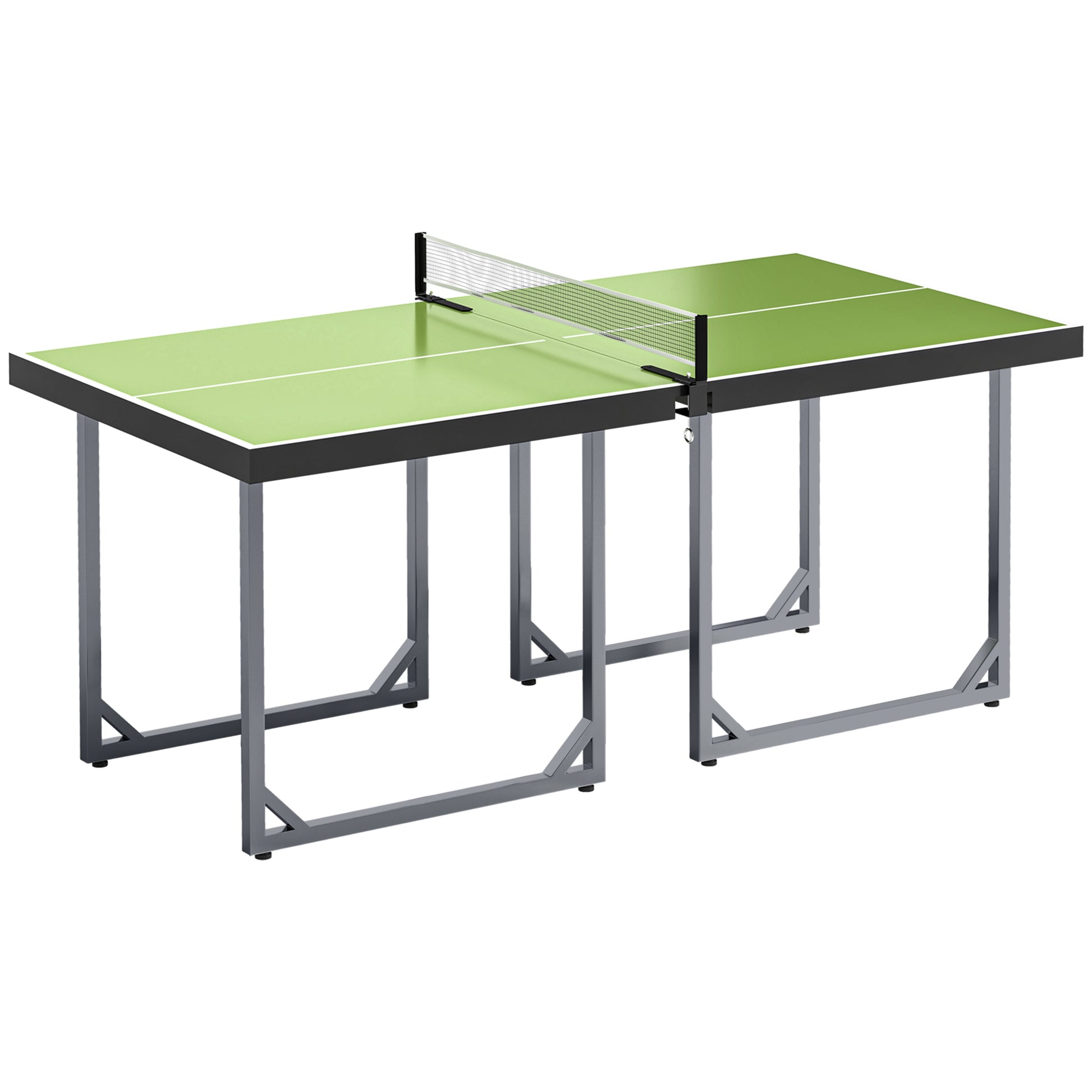 Photo of HOMCOM 6ft Table Tennis Table, Ping Pong Table with Net, Foldable and Portable Ping Pong Set for Indoor Outdoor Use, Easy Assemble, Midsize, Green in Green colour on a white background
