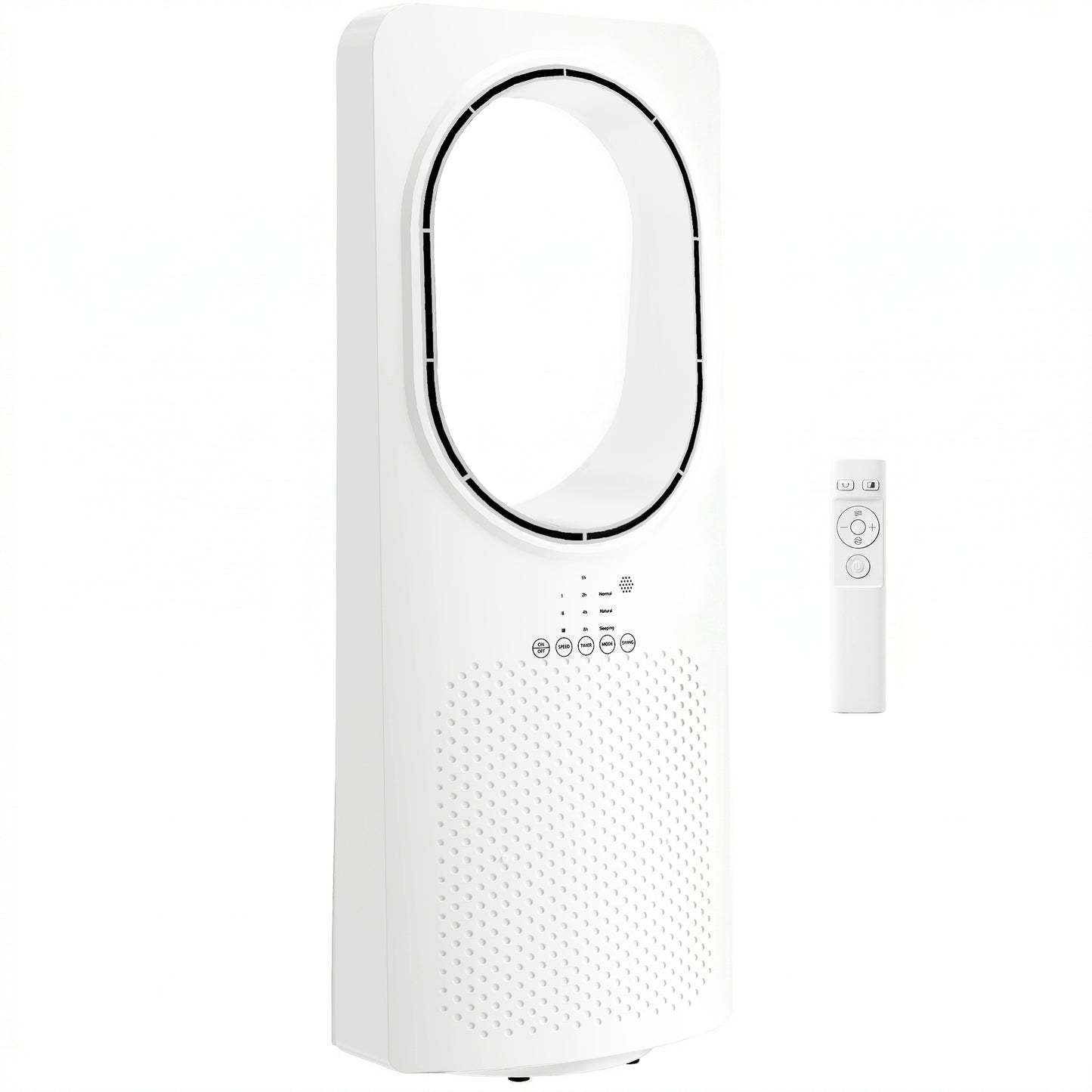 Photo of HOMCOM Bladeless Tower Fan for Bedroom, 36dB Standing Cooling Fan with Oscillating, 3 Speeds, 3 Modes, 15H Timer, White in White colour on a white background