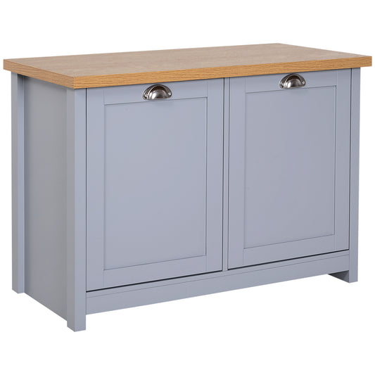Photo of HOMCOM Shoe Cabinet, Modern Shoe Bench with 2 Doors for Hallway, Entryway, Grey in Grey colour on a white background