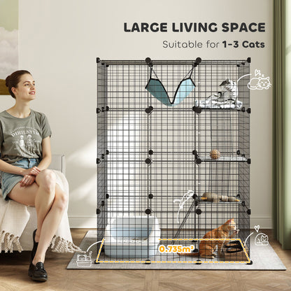 PawHut large cat cage with hammock, ramps, and multiple levels