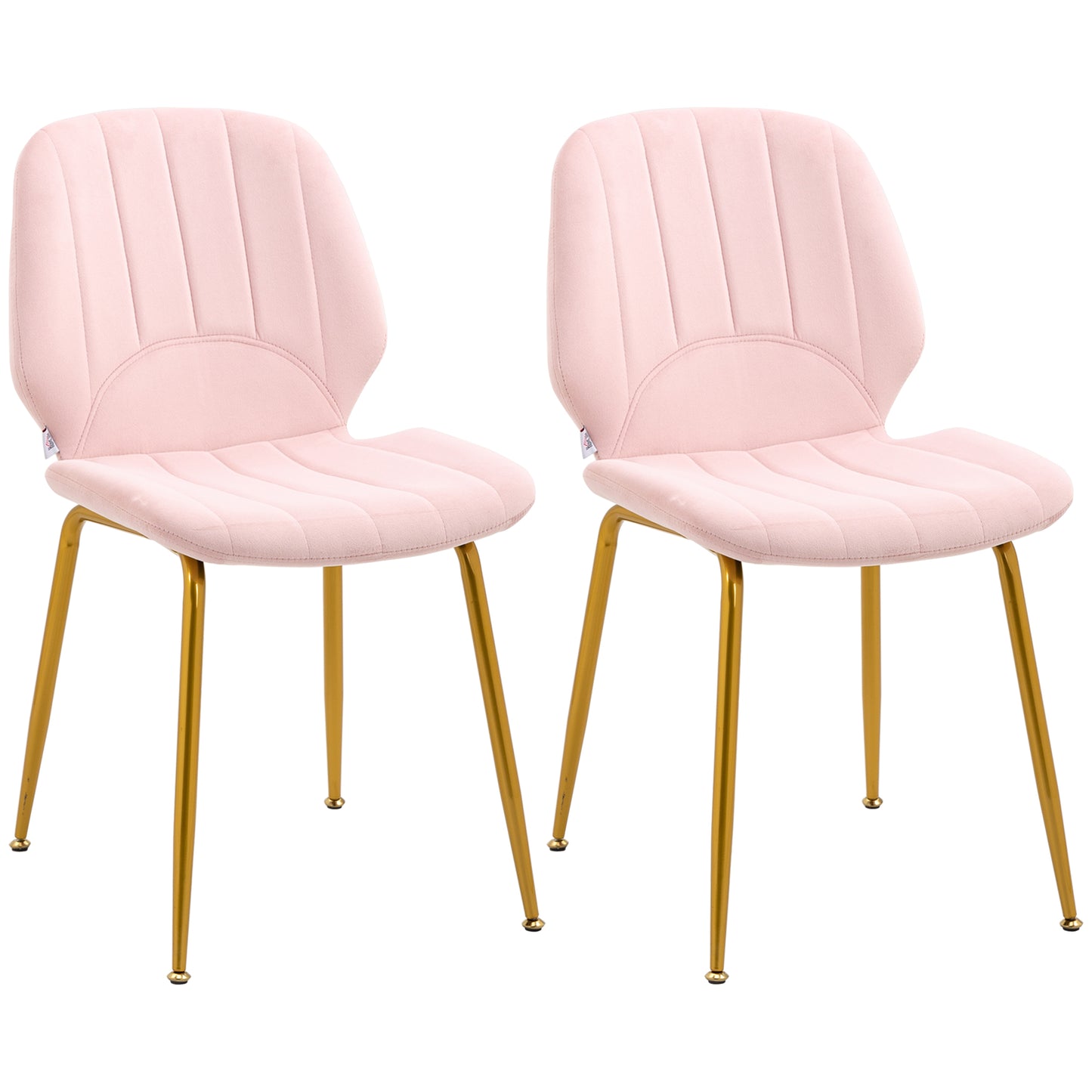 Photo of HOMCOM Velvet Dining Chairs Set of 2, 2 Piece Dining Room Chairs with Backrest, Padded Seat and Steel Legs, Pink in Pink colour on a white background