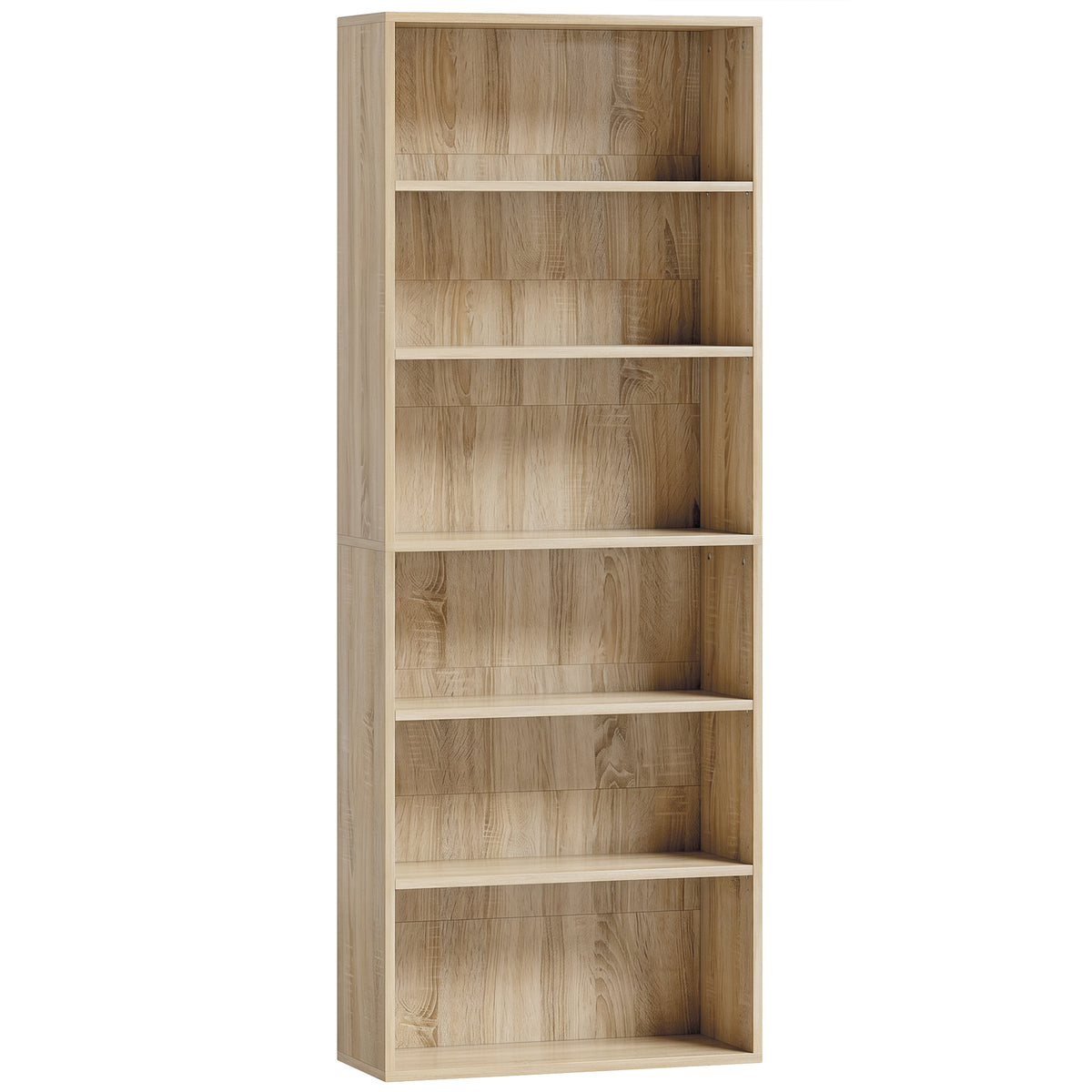 Photo of HOMCOM Six Shelf Bookcase - Oak in Oak colour on a white background