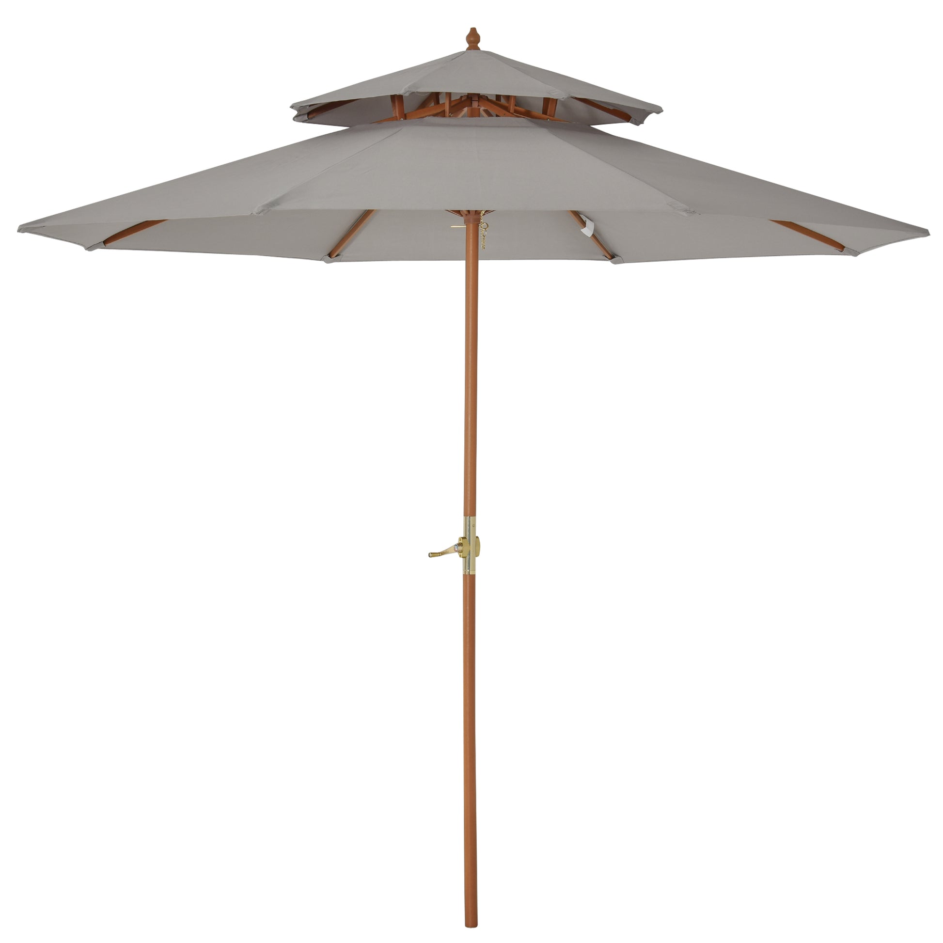 Photo of Outsunny 2.7m Elegant Wooden Frame Parasol Umbrella - Grey in Grey colour on a white background