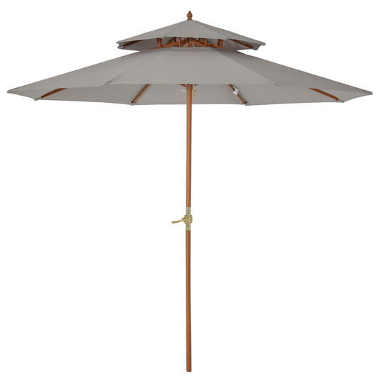 Photo of Outsunny 2.7m Elegant Wooden Frame Parasol Umbrella - Grey in Grey colour on a white background