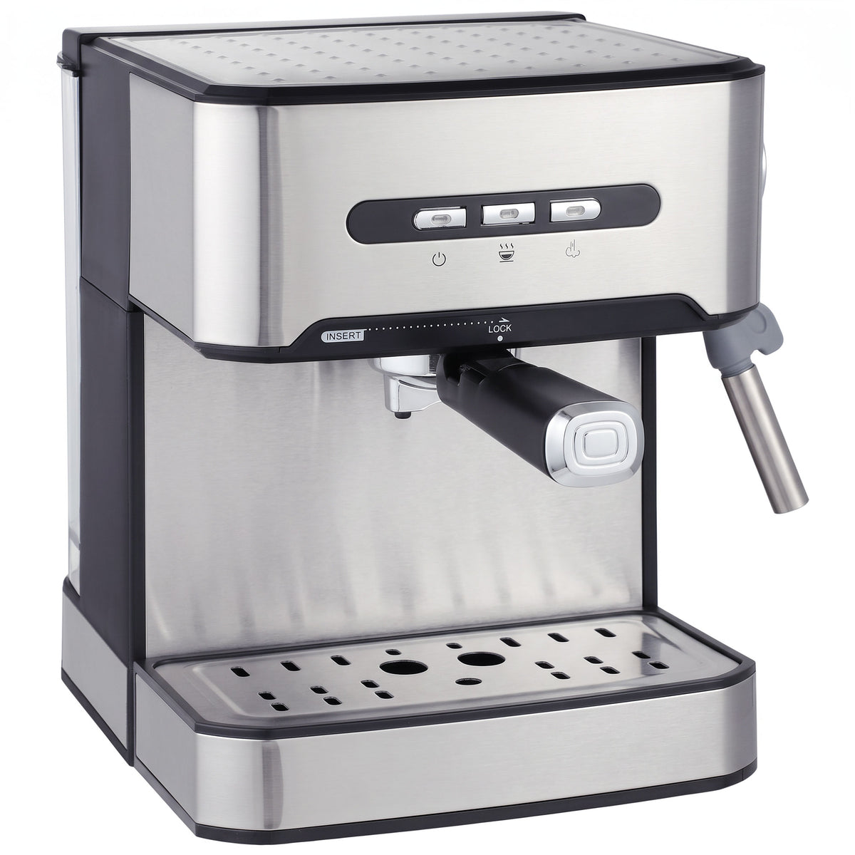 Photo of HOMCOM Espresso Machine, 20-Bar Semi Automatic Cappuccino Coffee Maker with Frother Wand, 1.6 L Water Tank, Black and Silver in Silver colour on a white background