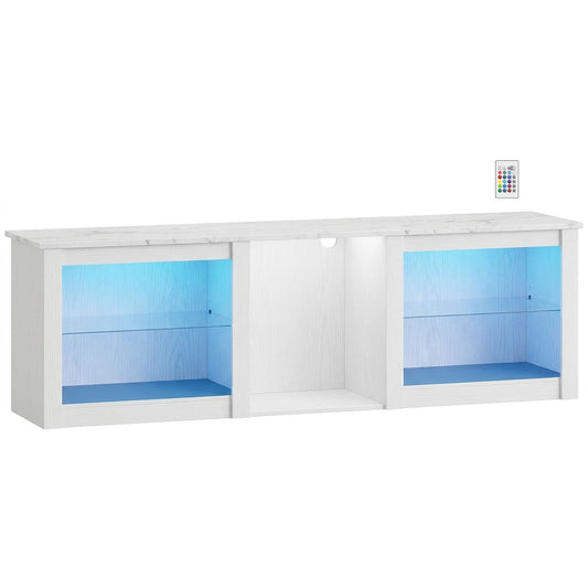 Photo of HOMCOM 70in TV Stand, with LED Lights and Storage - White in White colour on a white background