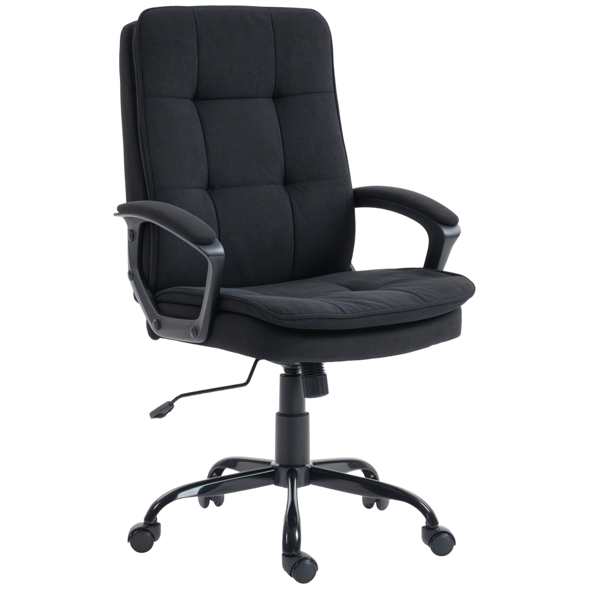 Photo of HOMCOM Linen-Look Double-Padded Office Chair - Black in Black colour on a white background