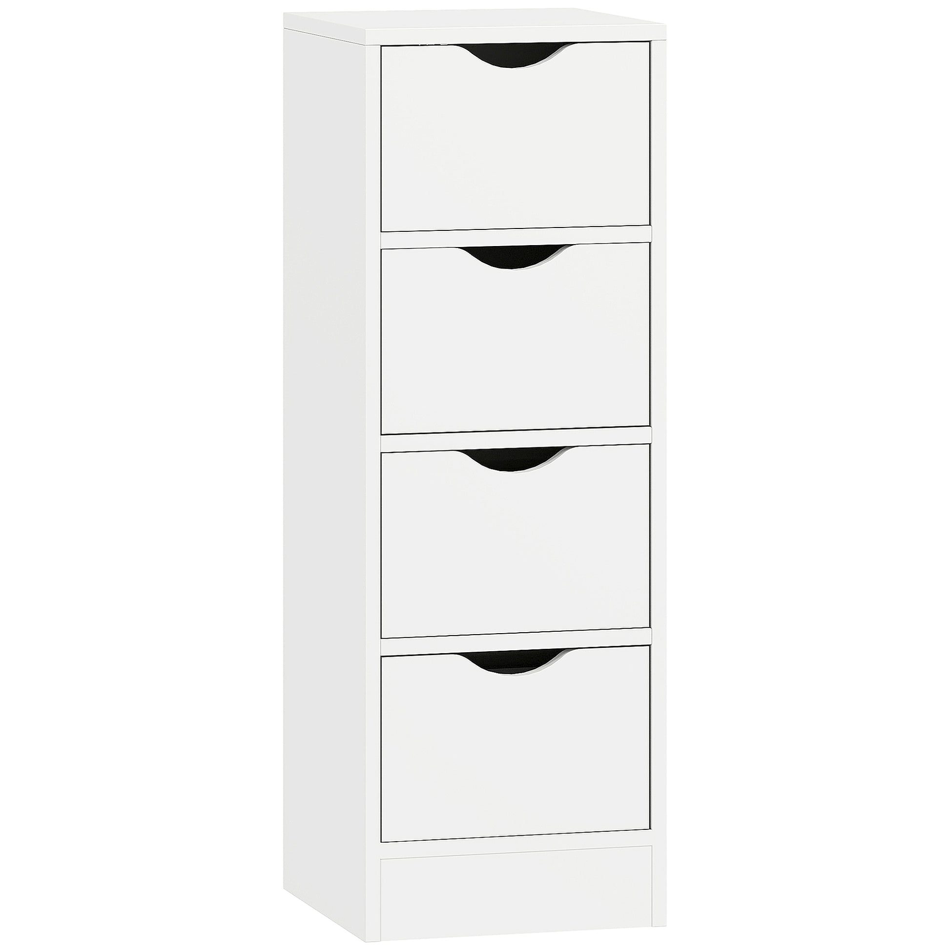 Photo of HOMCOM 4-Drawer Bathroom Cabinet, Freestanding Narrow Storage Cabinet with Groove Handles for Small Spaces, White in White colour on a white background