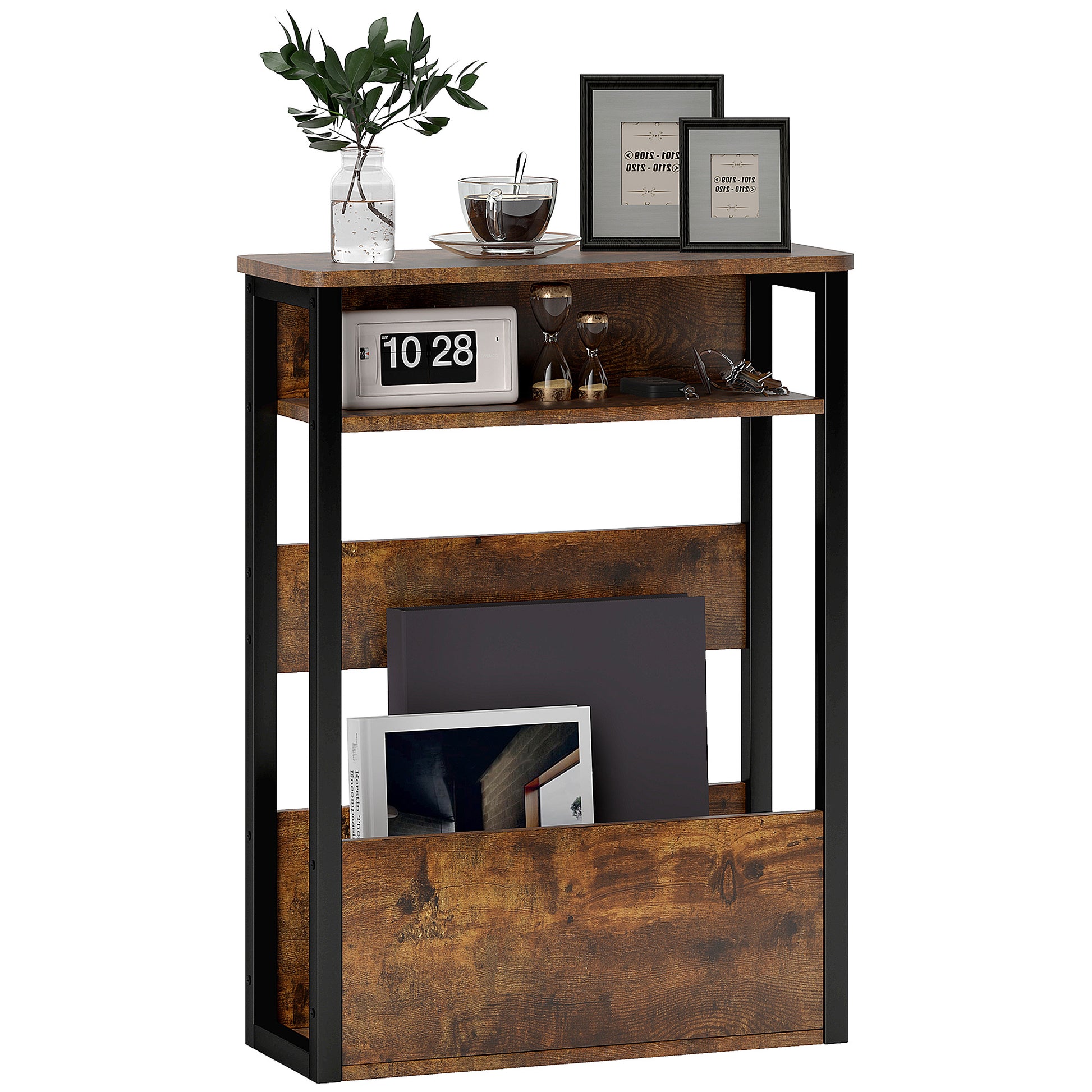 Photo of HOMCOM Industrial-Style Side Table - Black/Brown in Black/Brown colour on a white background