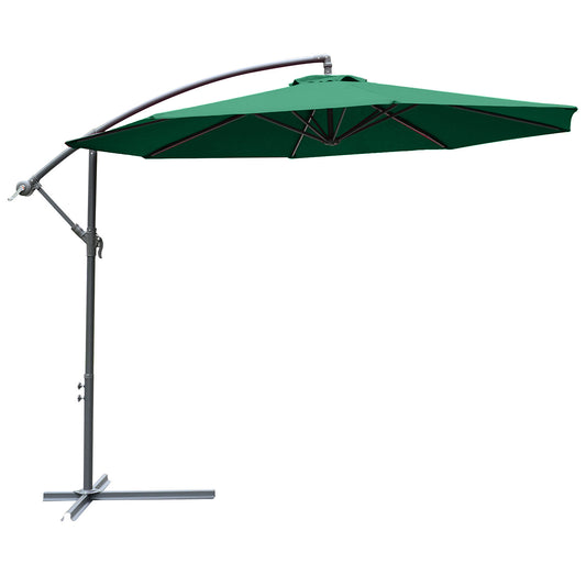 Photo of Outsunny 3m Banana Hanging Parasol Umbrella Green in Green colour on a white background
