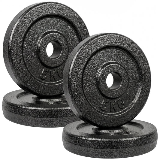 Photo of SPORTNOW Weight Plates Set, 1"/2.5cm Weight Disc Pair, 4 x 5kg Metal Dumbbell/Barbell Plates for Home Gym in Gym colour on a white background