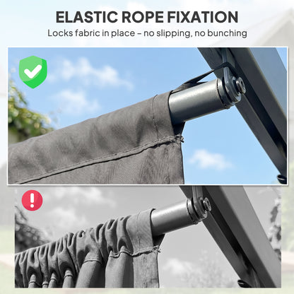 Outsunny pergola canopy fabric with elastic rope fastening around a support rod