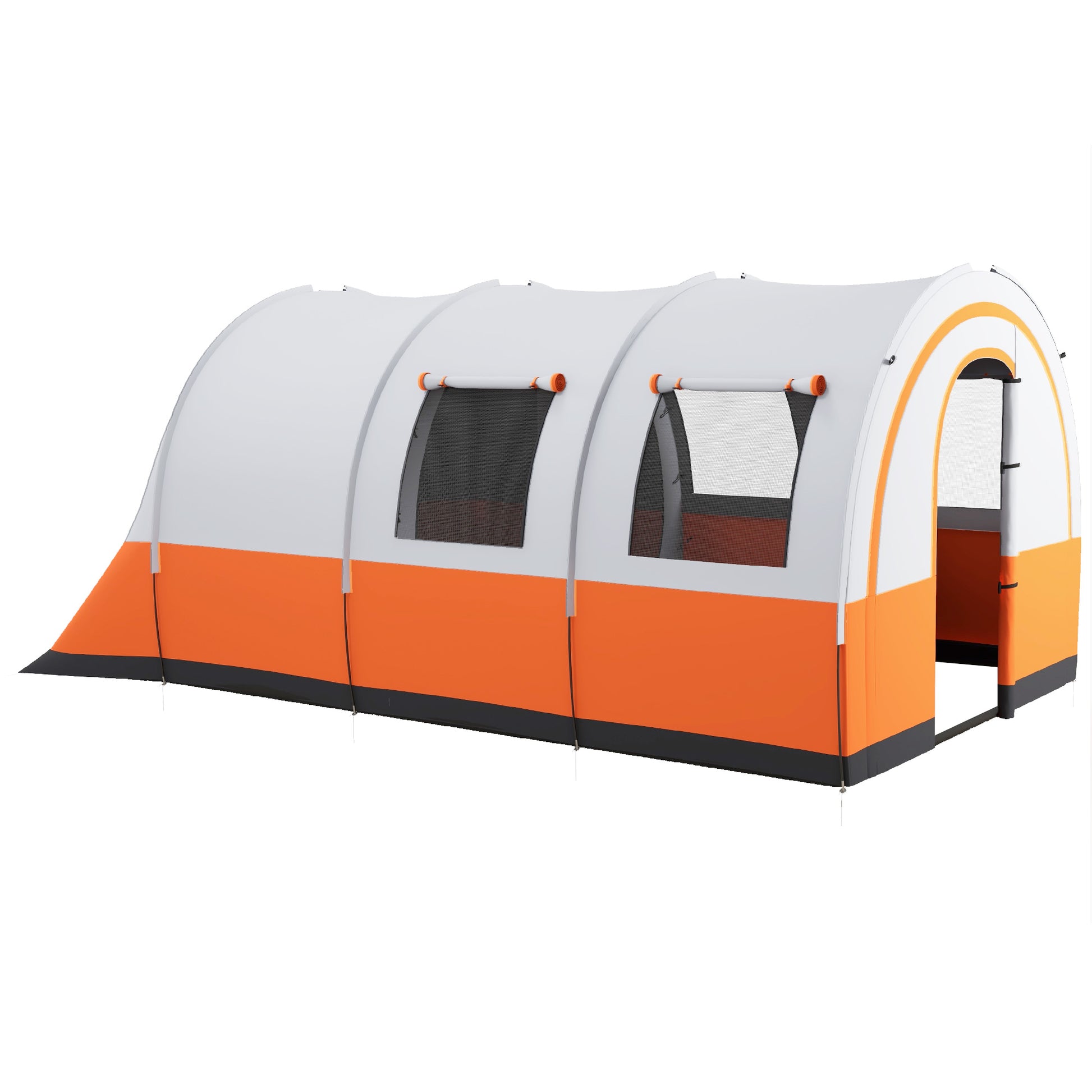 Photo of Outsunny 3000mm Waterproof Camping Tent, 5-6 Man Family Tent with Living and Bedroom, Carry Bag Included, Cream and Orange in Orange colour on a white background