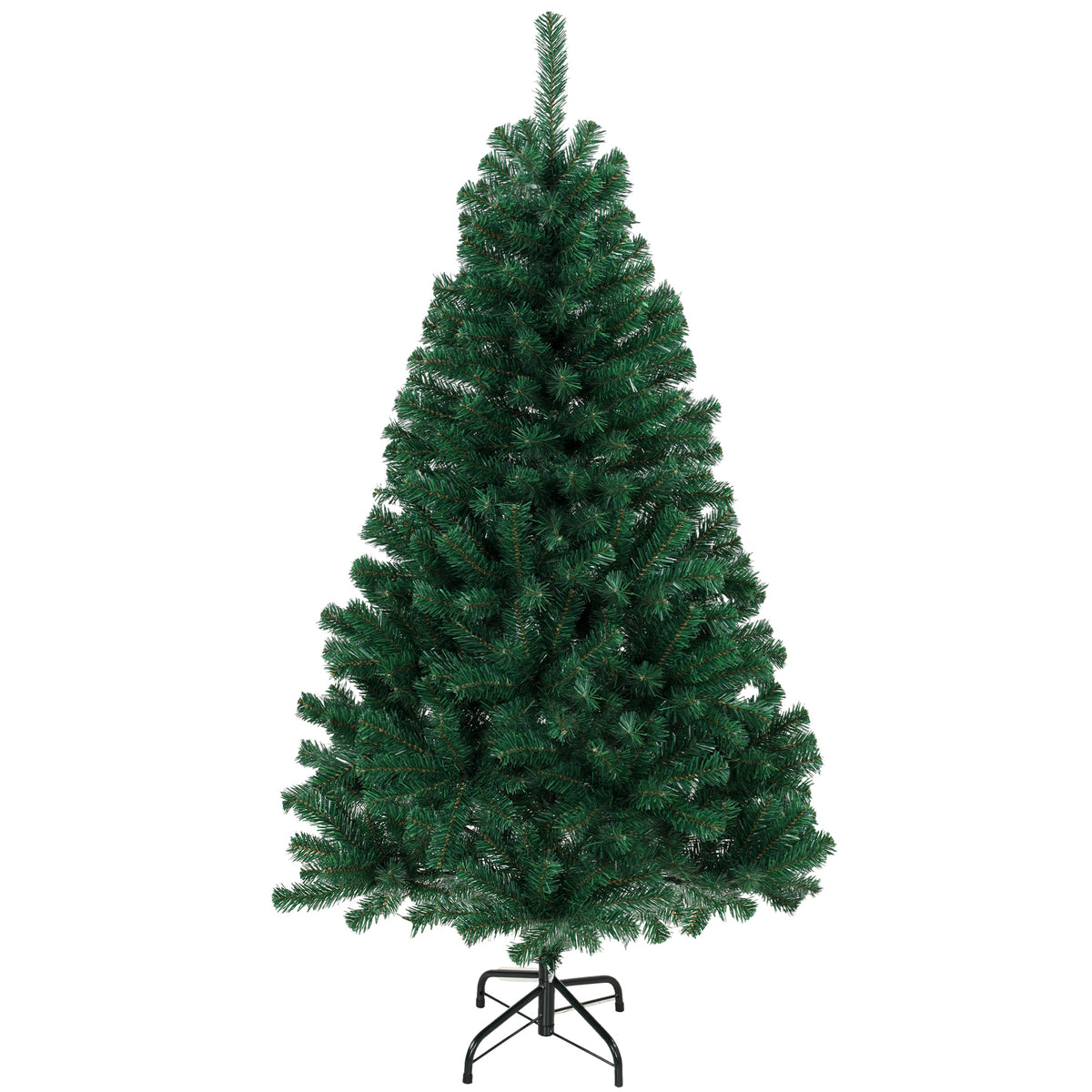 Photo of HOMCOM 5ft Artificial Christmas Tree, Fir Hinged Xmas Tree with 420 Branch Tips, Foldable Steel Stand, Green in Green colour on a white background