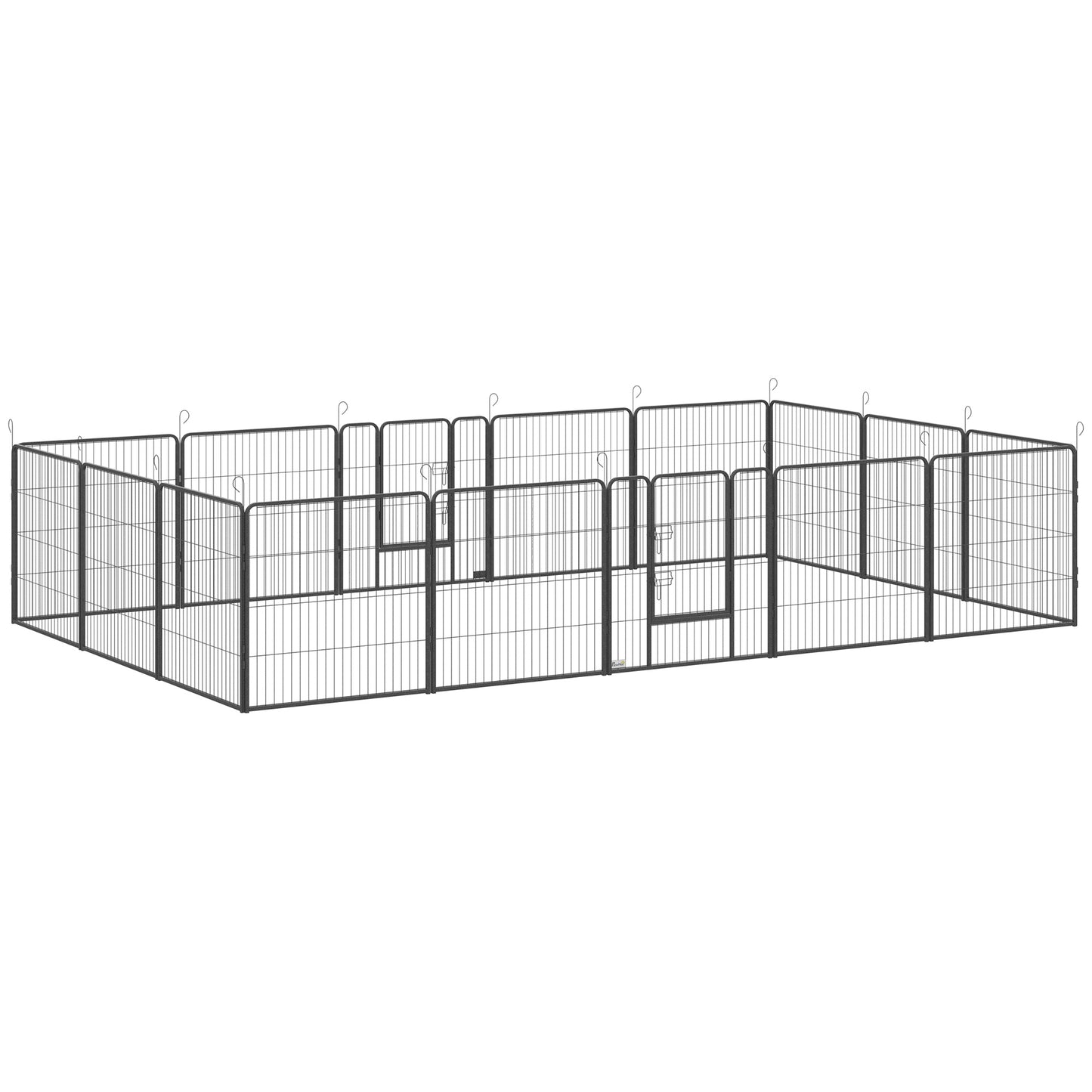 Photo of PawHut 16 Panels Heavy Duty Puppy Playpen, for Small and Medium Dogs, Indoor and Outdoor Use - Grey in Grey colour on a white background