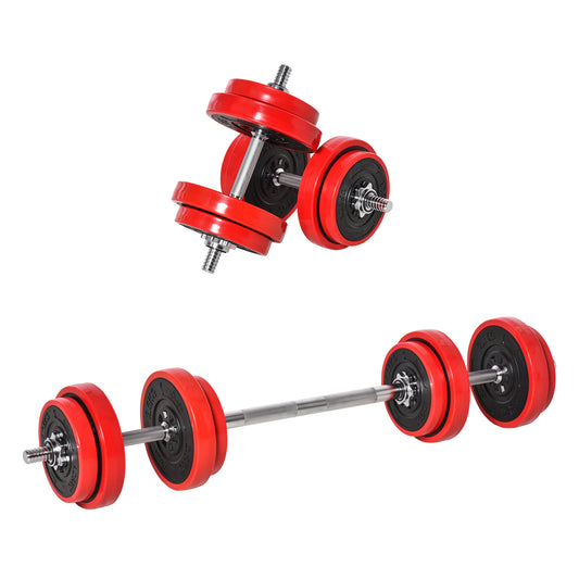 Photo of HOMCOM 20KGS 2-In-1 Dumbbell & Barbell Adjustable Set Strength Muscle Exercise Fitness Plate Bar Clamp Rod Home Gym Sports Area in Area colour on a white background