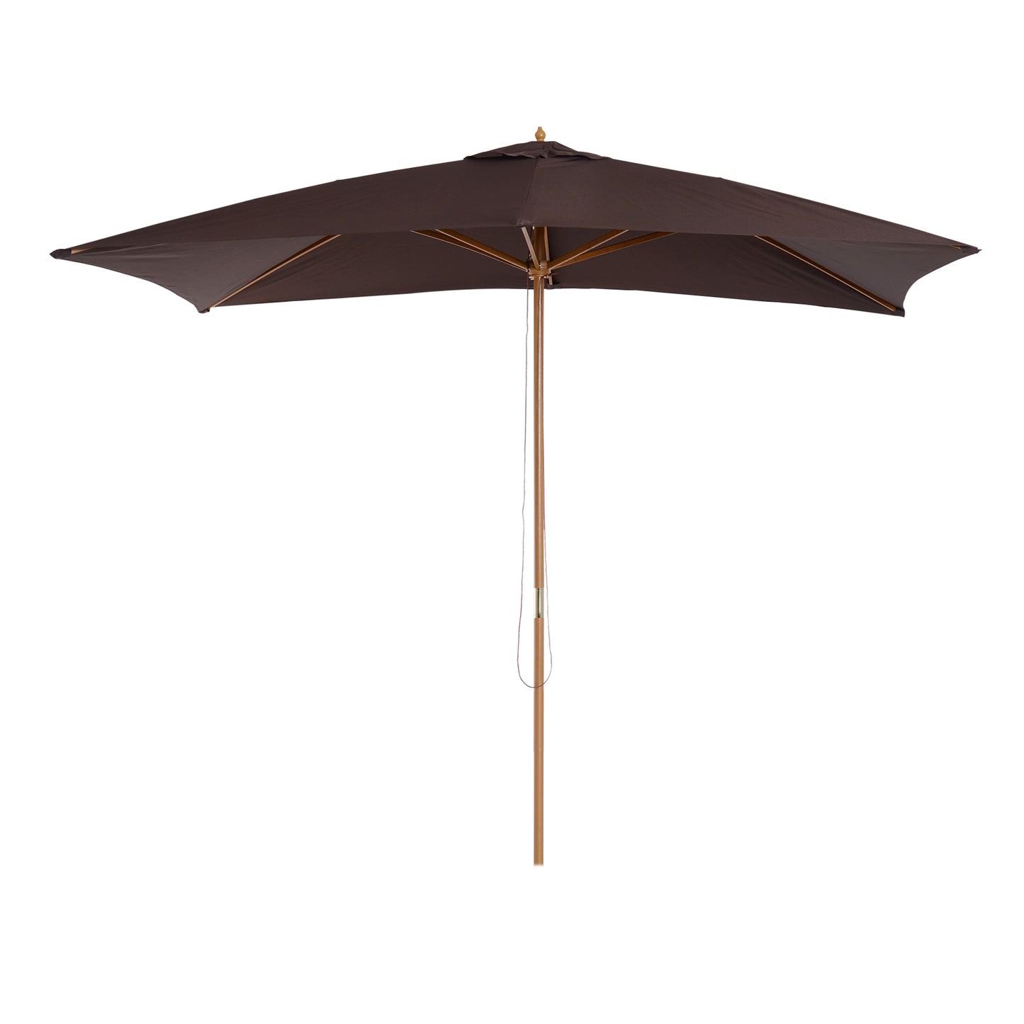 Photo of Outsunny 2 x 3m Wooden Garden Parasol Umbrella Outdoor Sun Shade Canopy, Dark Coffee in Coffee colour on a white background