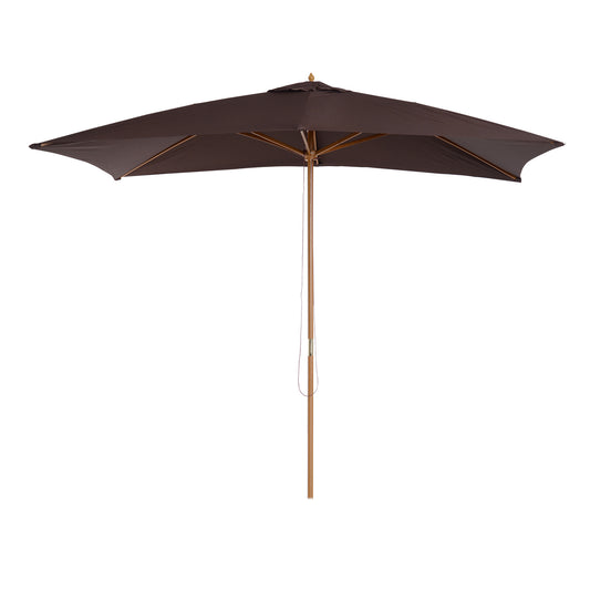 Photo of Outsunny 2 x 3m Wooden Garden Parasol Umbrella Outdoor Sun Shade Canopy, Dark Coffee in Coffee colour on a white background