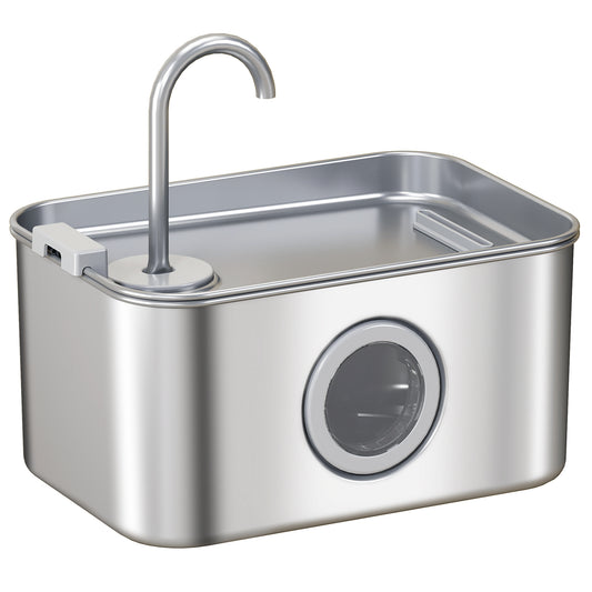 Photo of PawHut 3.2L Cat Water Fountain for Drinking, Cat Fountain Stainless Steel with Visible Water-Level Window, Ultra-Silent Pump in Pump colour on a white background