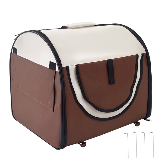 Photo of Pawhut Folding Fabric Soft Pet Crate, 46Lx36Wx41H cm - Brown in Brown colour on a white background