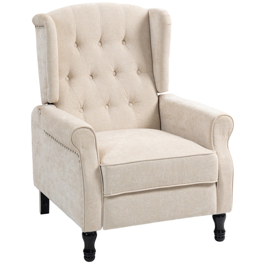 Photo of HOMCOM 150° Reclining Vintage Armchair, with footrest - Beige in Beige colour on a white background
