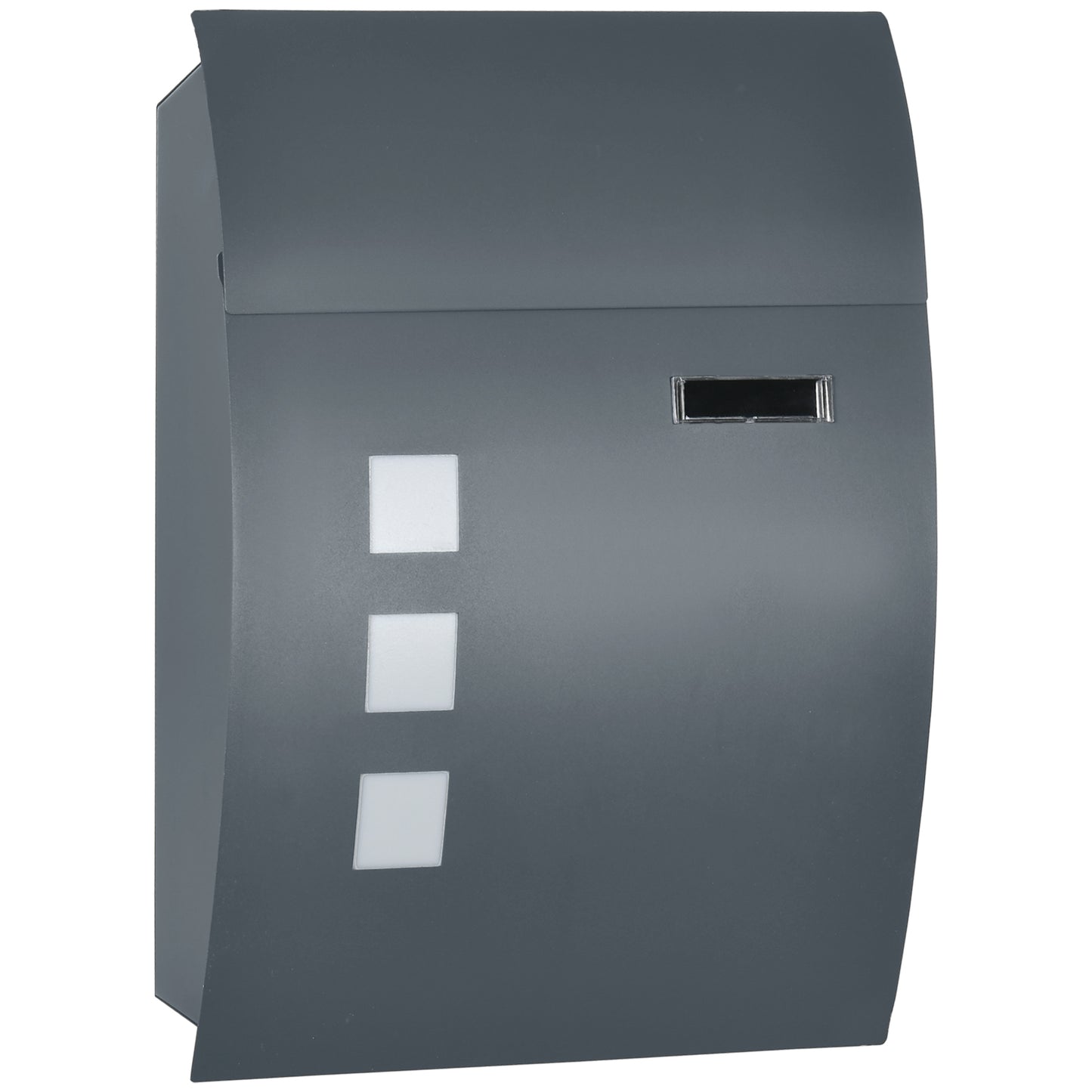 Photo of HOMCOM Wall Mounted Letter Box, Weatherproof Post Box for Outside Wall, Modern Mailbox with 2 Keys and Nameplate, Anthracite Grey in Grey colour on a white background