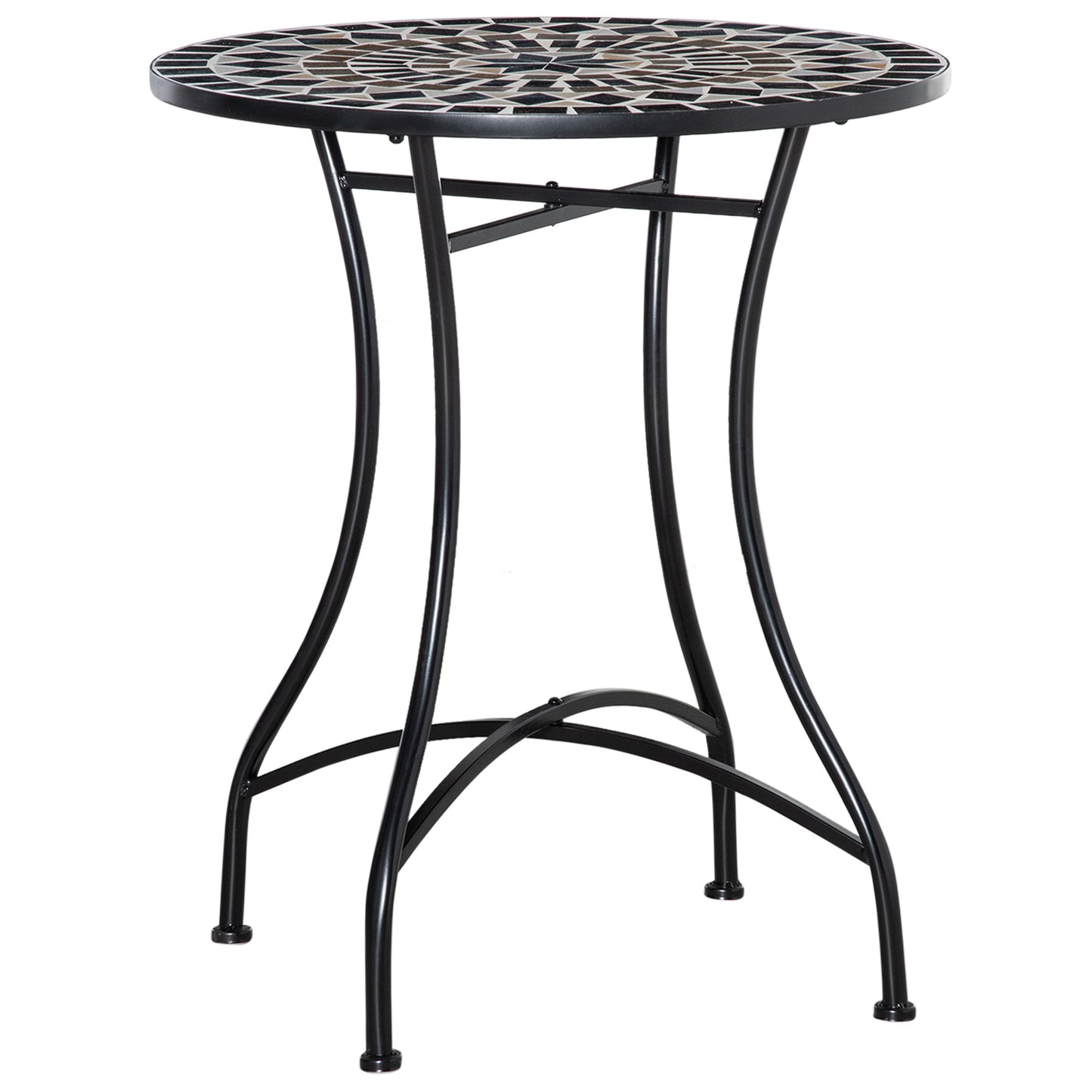 Photo of Outsunny Φ60cm Mosaic Outdoor Patio Table - Black in Black colour on a white background